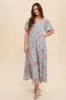 Mint Green Floral Button Front Short Flutter Sleeve Maxi Dress sold by Pinkblush