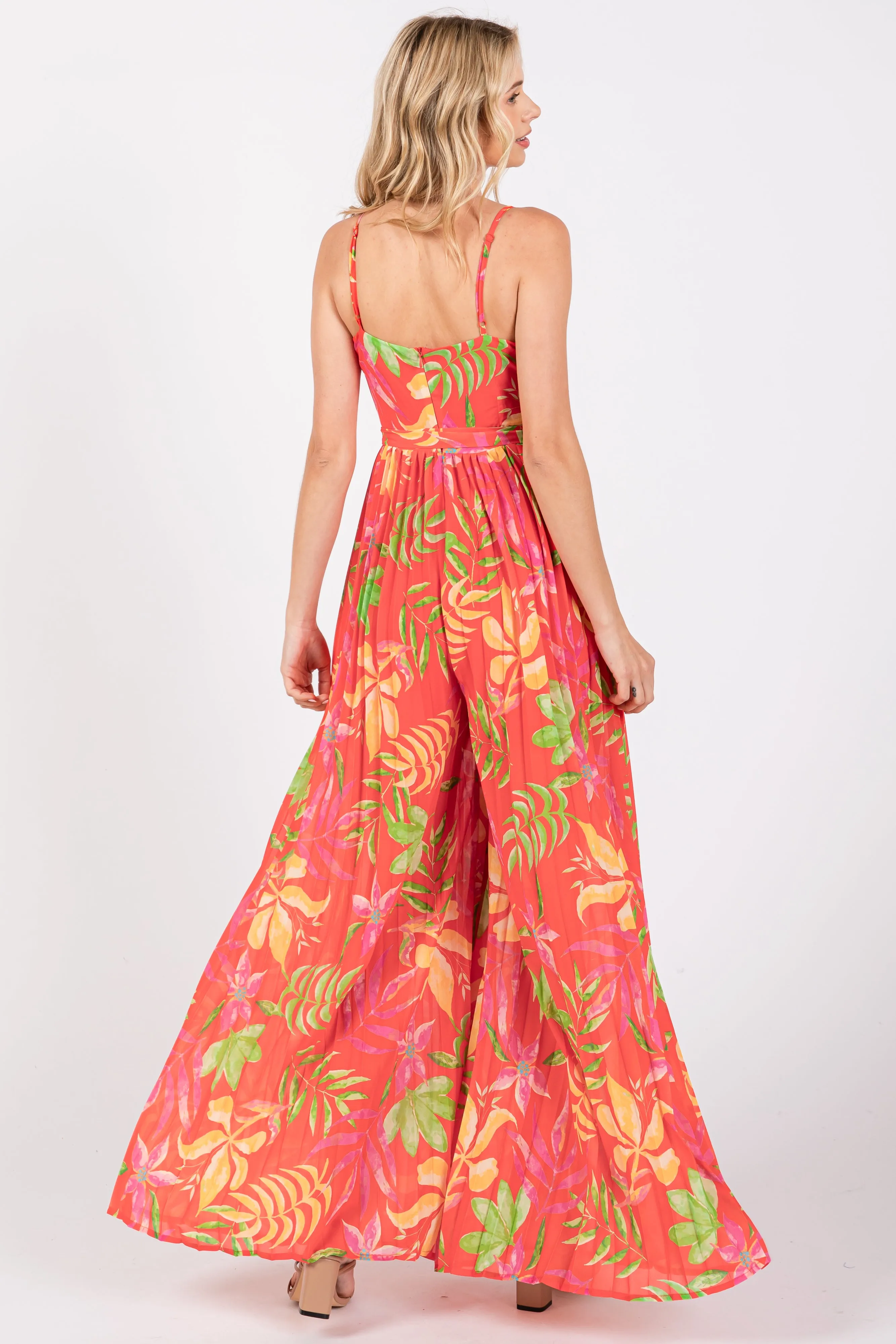 Red Floral Wide Leg Jumpsuit sold by Pinkblush product image thumbnail 3