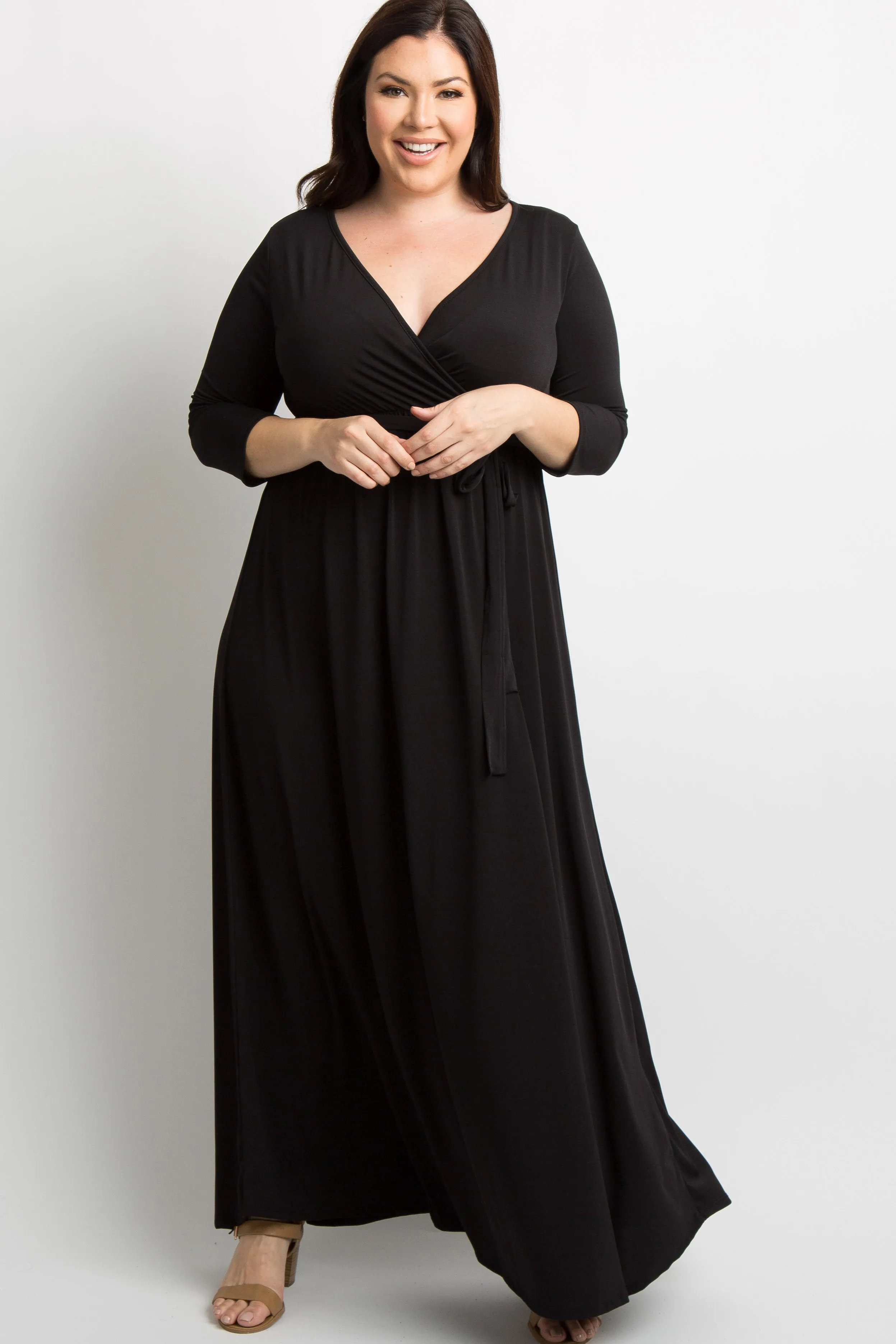 PinkBlush Black Sash Tie Wrap Plus Maternity Maxi Dress sold by Pinkblush product image thumbnail 5