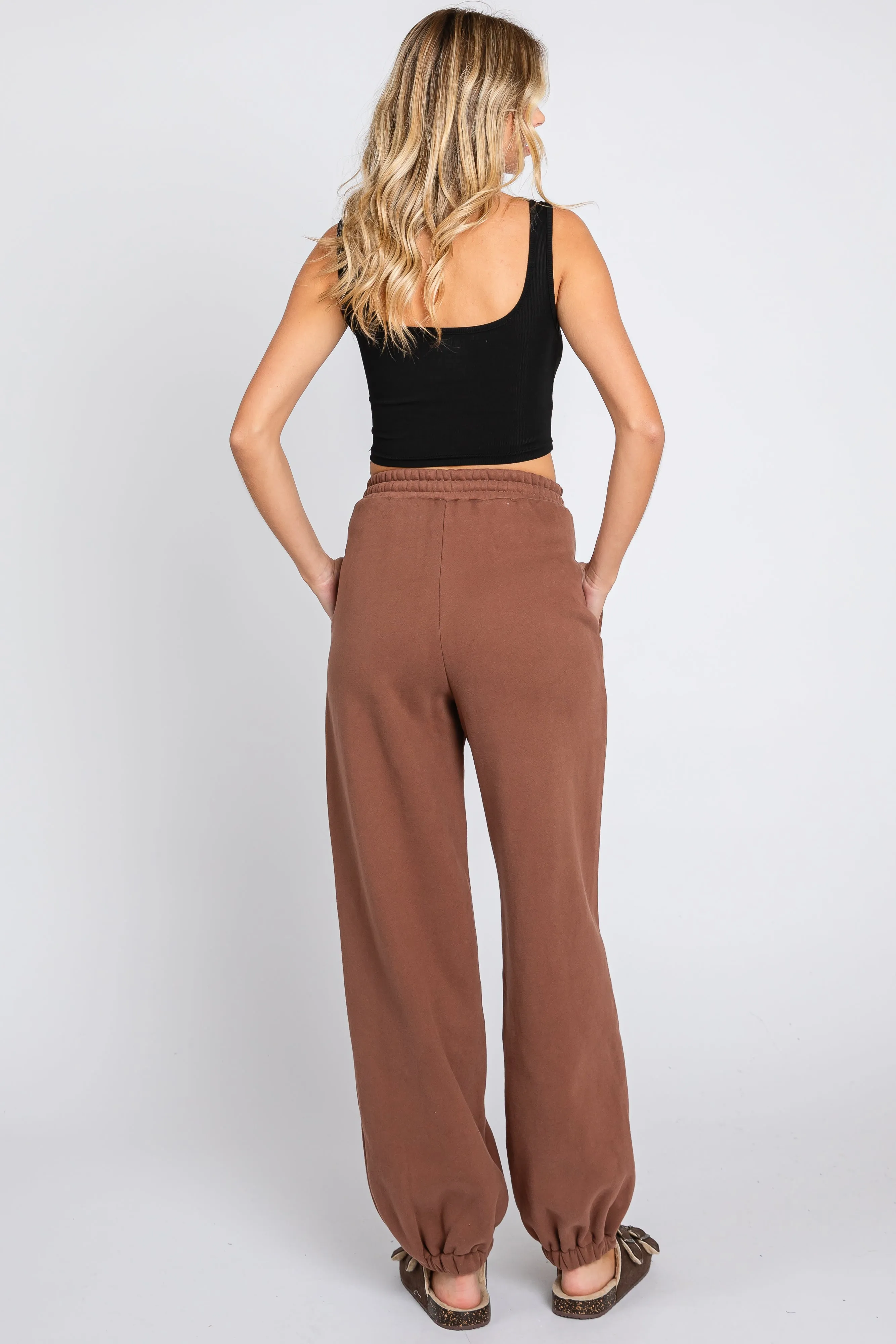 Brown Drawstring Relaxed Fit Sweatpants sold by Pinkblush product image thumbnail 3