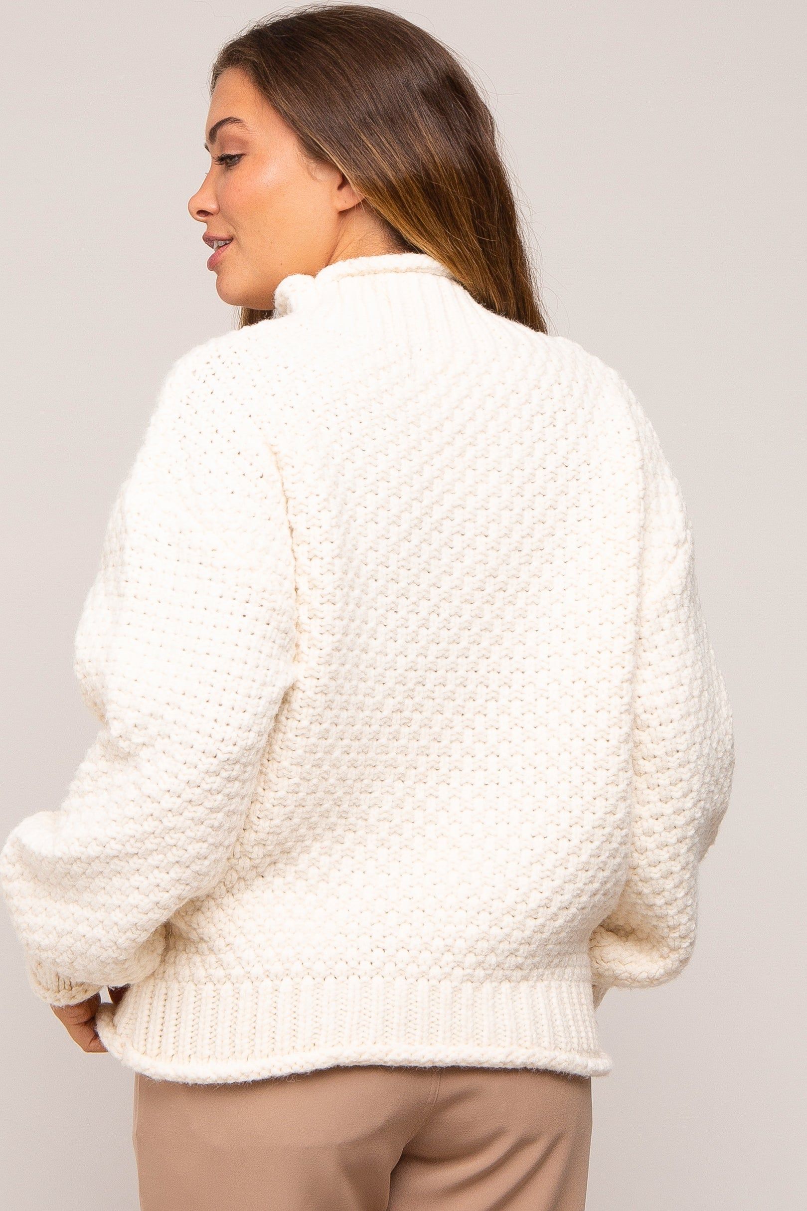 Cream Chunky Knit Mock Neck Maternity Sweater sold by Pinkblush product image thumbnail 4