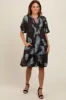 Mocha Abstract Print Button Up Midi Dress sold by Pinkblush