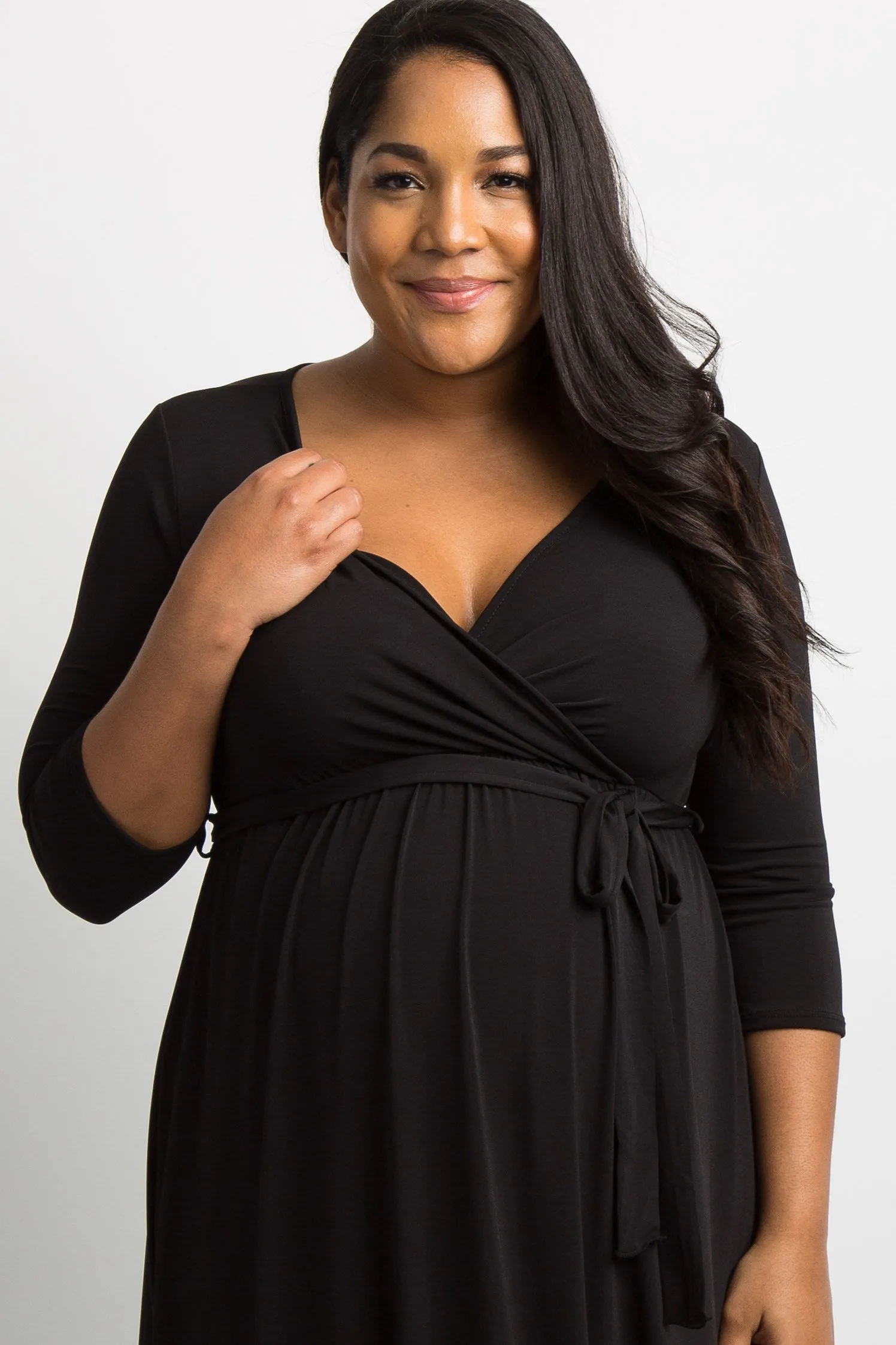 PinkBlush Black Sash Tie Wrap Plus Maternity Maxi Dress sold by Pinkblush product image thumbnail 4