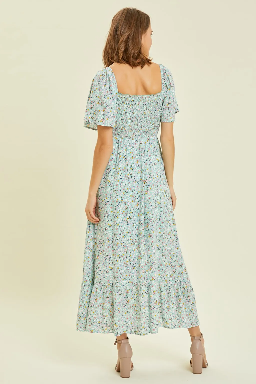 Mint Floral Smocked Maxi Dress sold by Pinkblush product image thumbnail 3