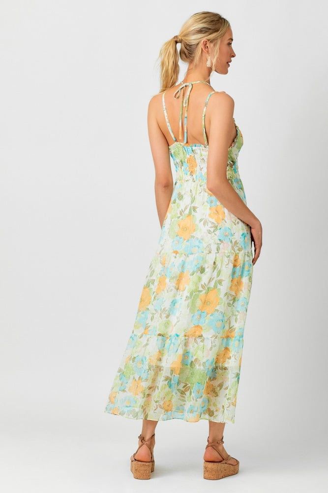 Pistachio Mix Printed Long Tiered Dress sold by Pinkblush product image thumbnail 3