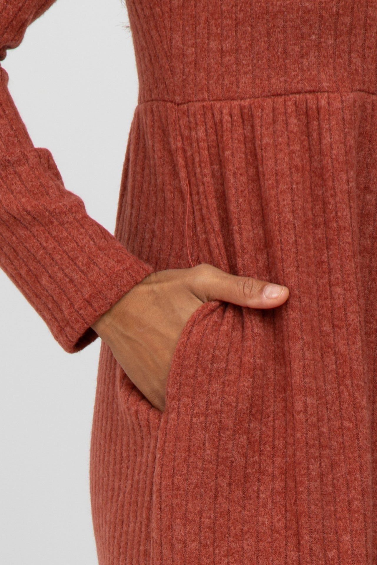 Rust Brushed Ribbed Knit Dress sold by Pinkblush product image thumbnail 5