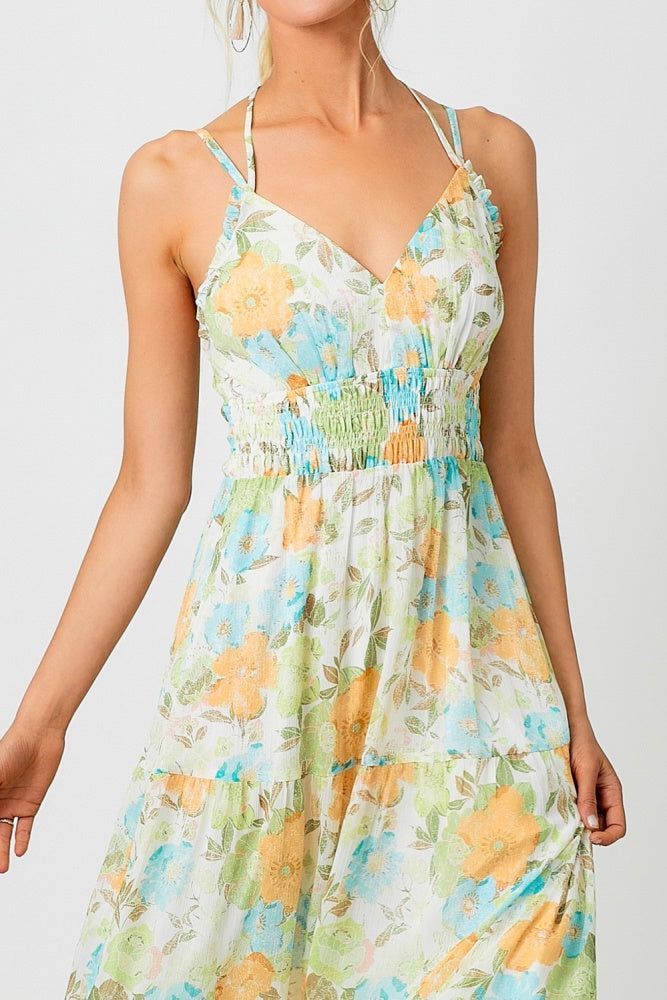 Pistachio Mix Printed Long Tiered Dress sold by Pinkblush product image thumbnail 4