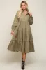 Olive Tiered Button Down Maternity Midi Dress sold by Pinkblush