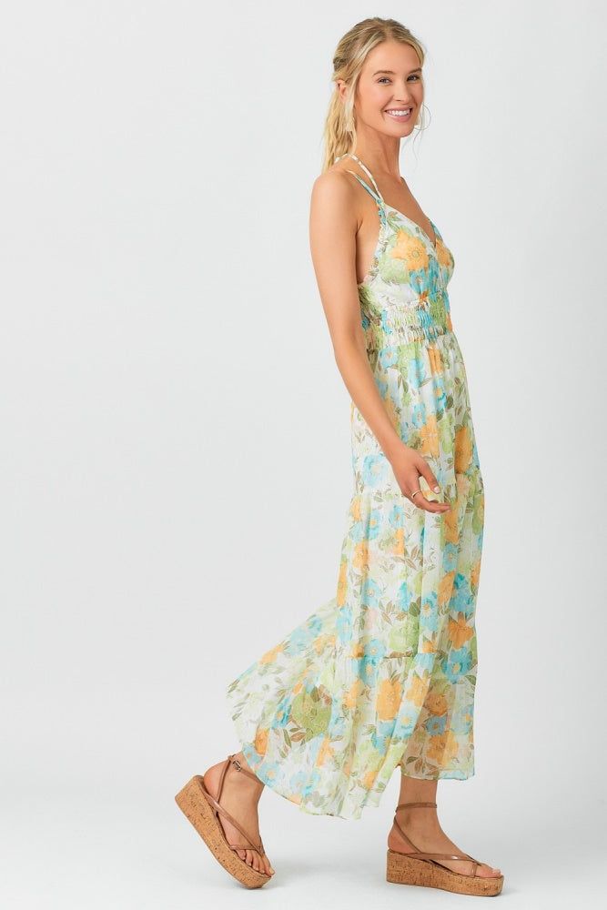 Pistachio Mix Printed Long Tiered Dress sold by Pinkblush product image thumbnail 2