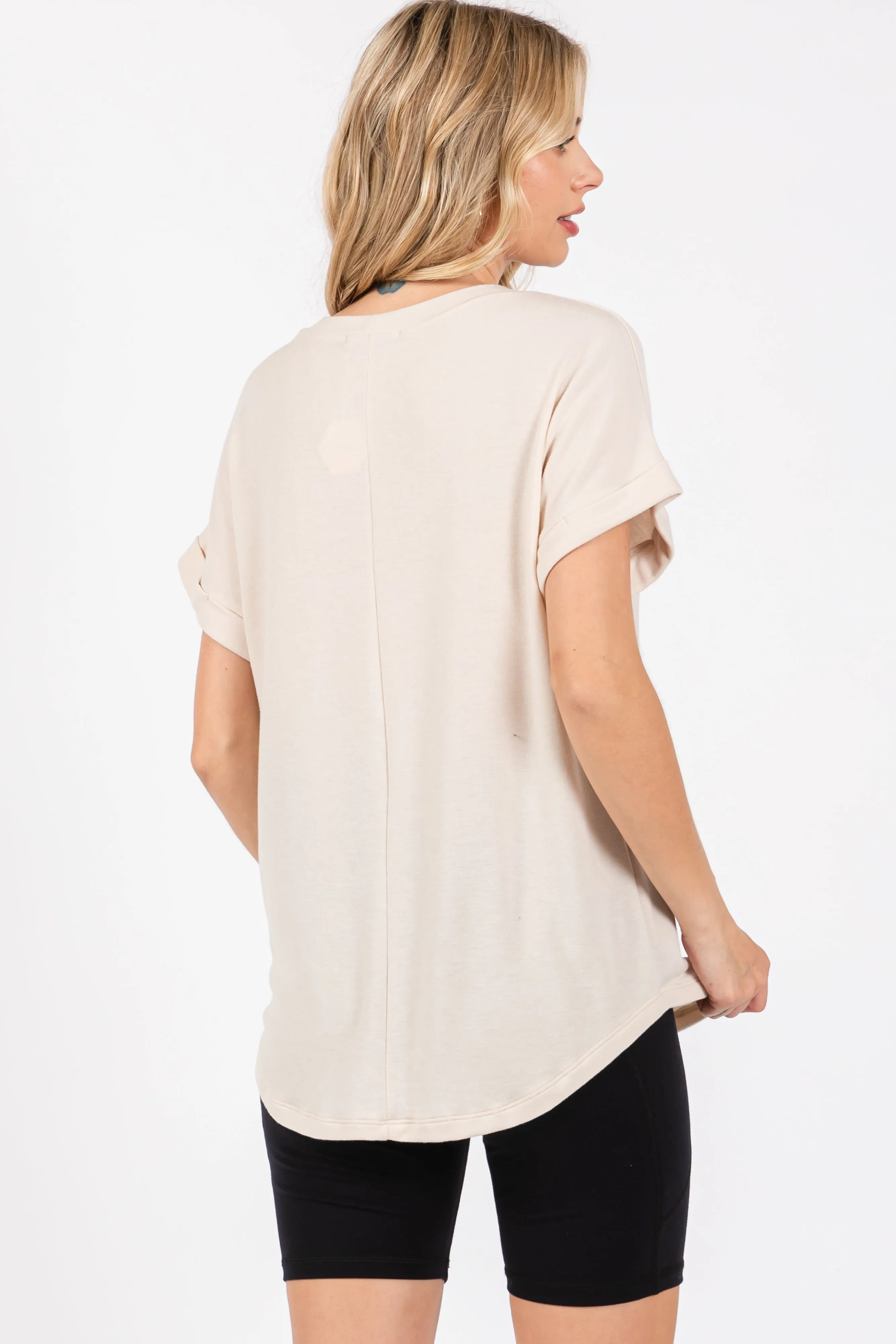 Beige Short Sleeve Terry Top sold by Pinkblush product image thumbnail 3