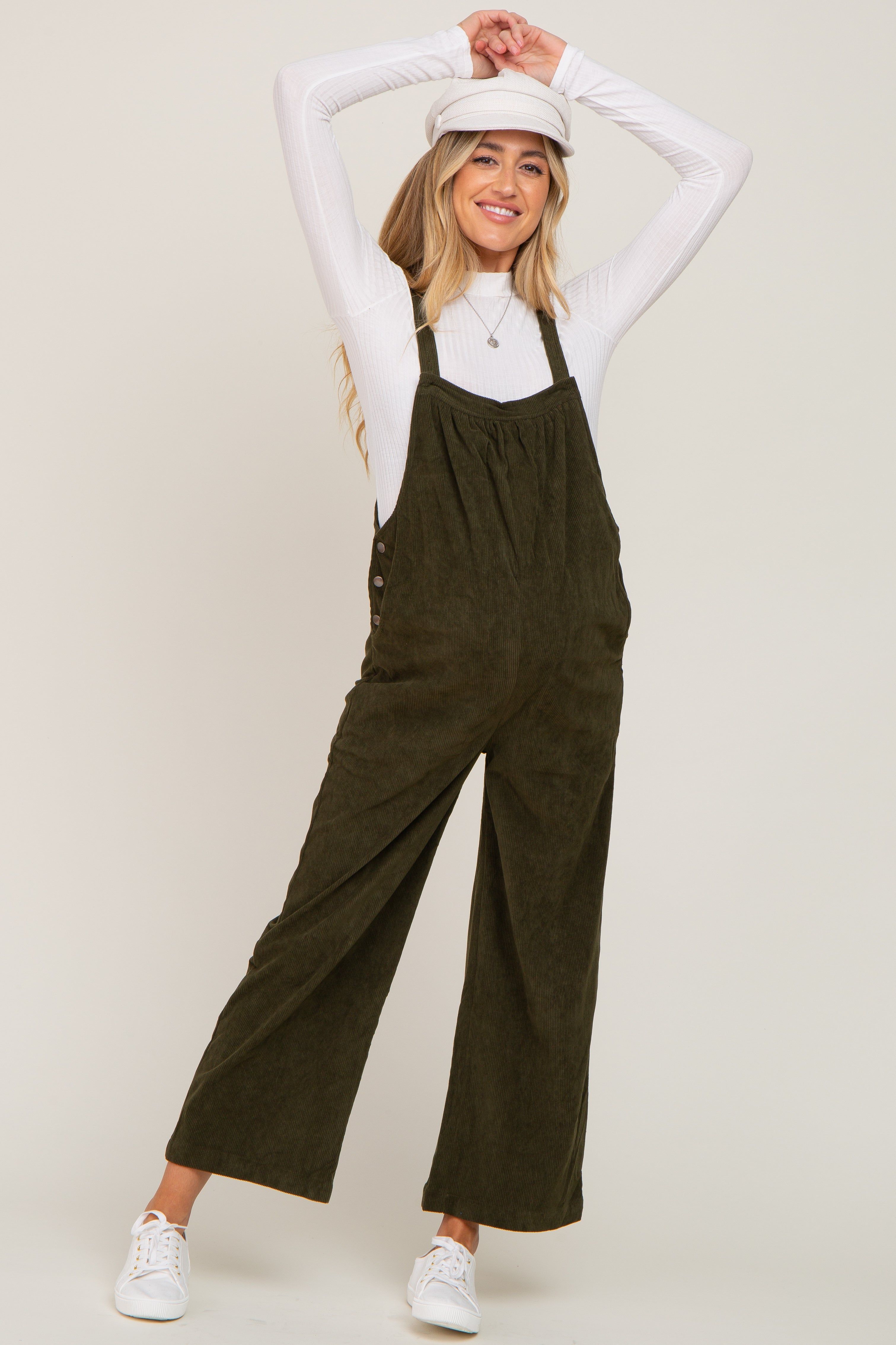 Olive Corduroy Maternity Overalls sold by Pinkblush product image thumbnail 5