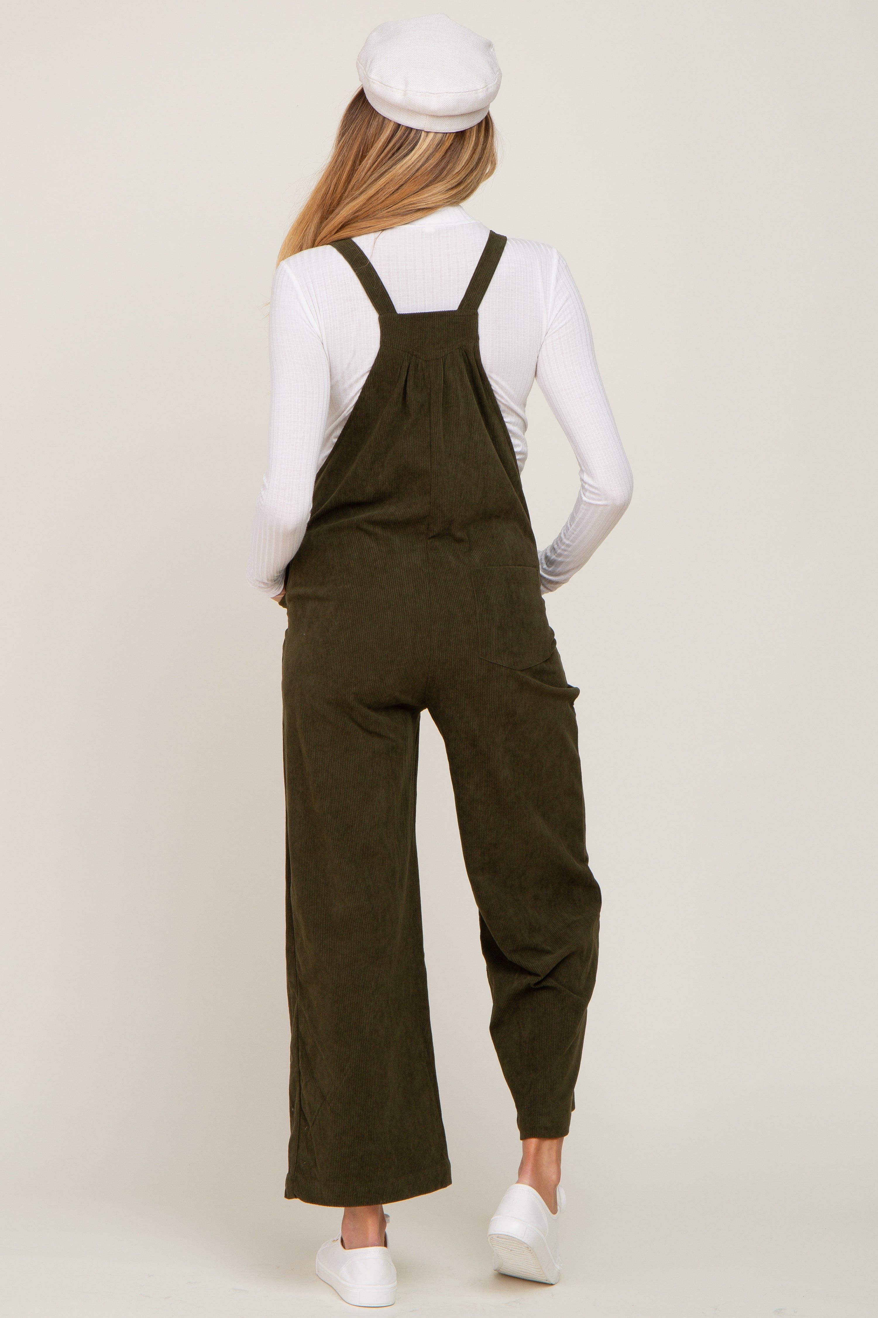 Olive Corduroy Maternity Overalls sold by Pinkblush product image thumbnail 3