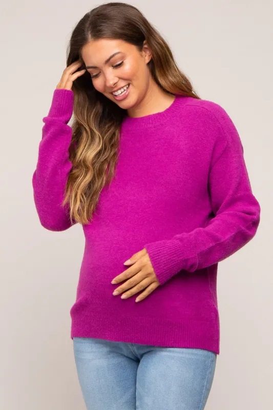 Magenta Basic Maternity Sweater sold by Pinkblush