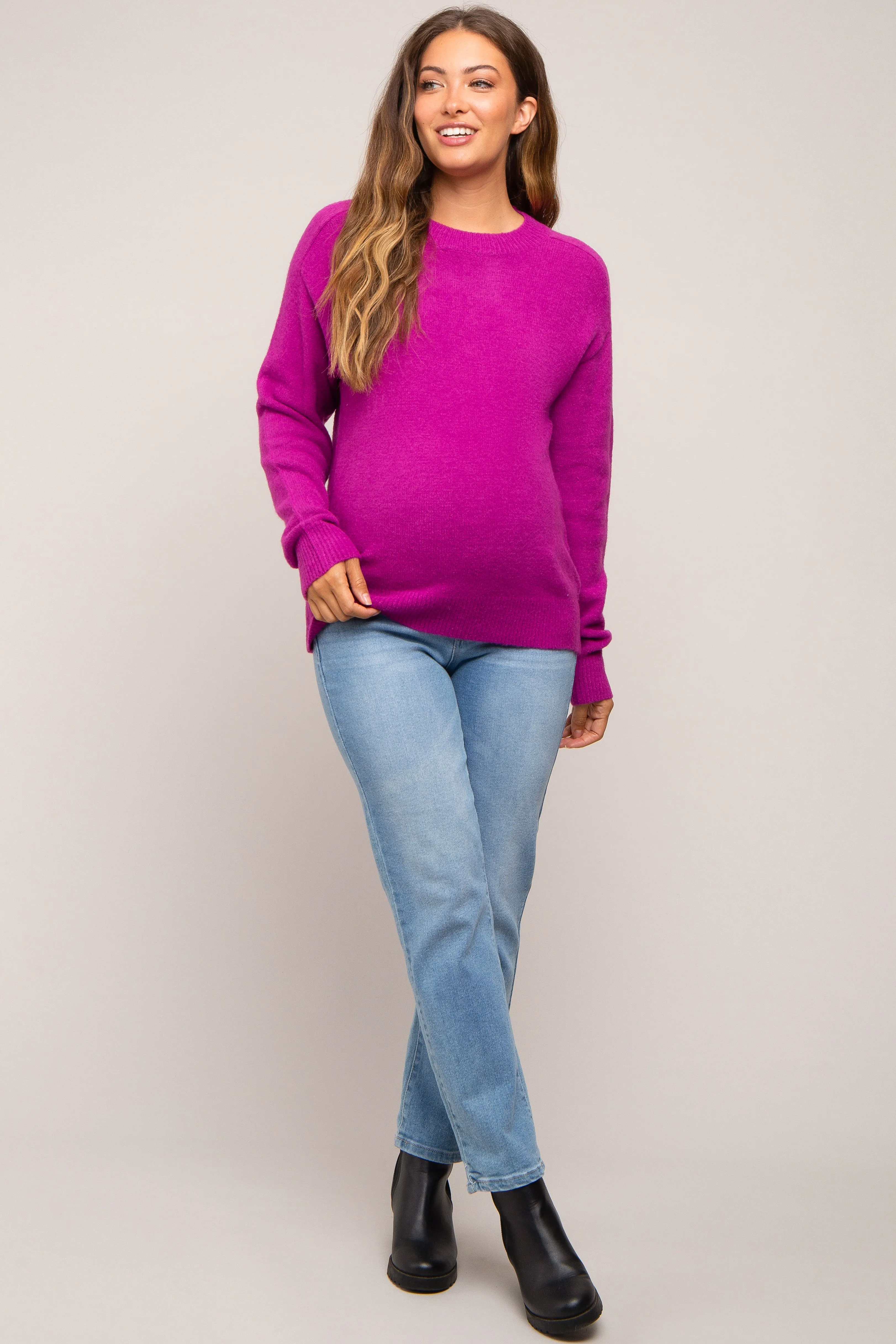 Magenta Basic Maternity Sweater sold by Pinkblush product image thumbnail 5