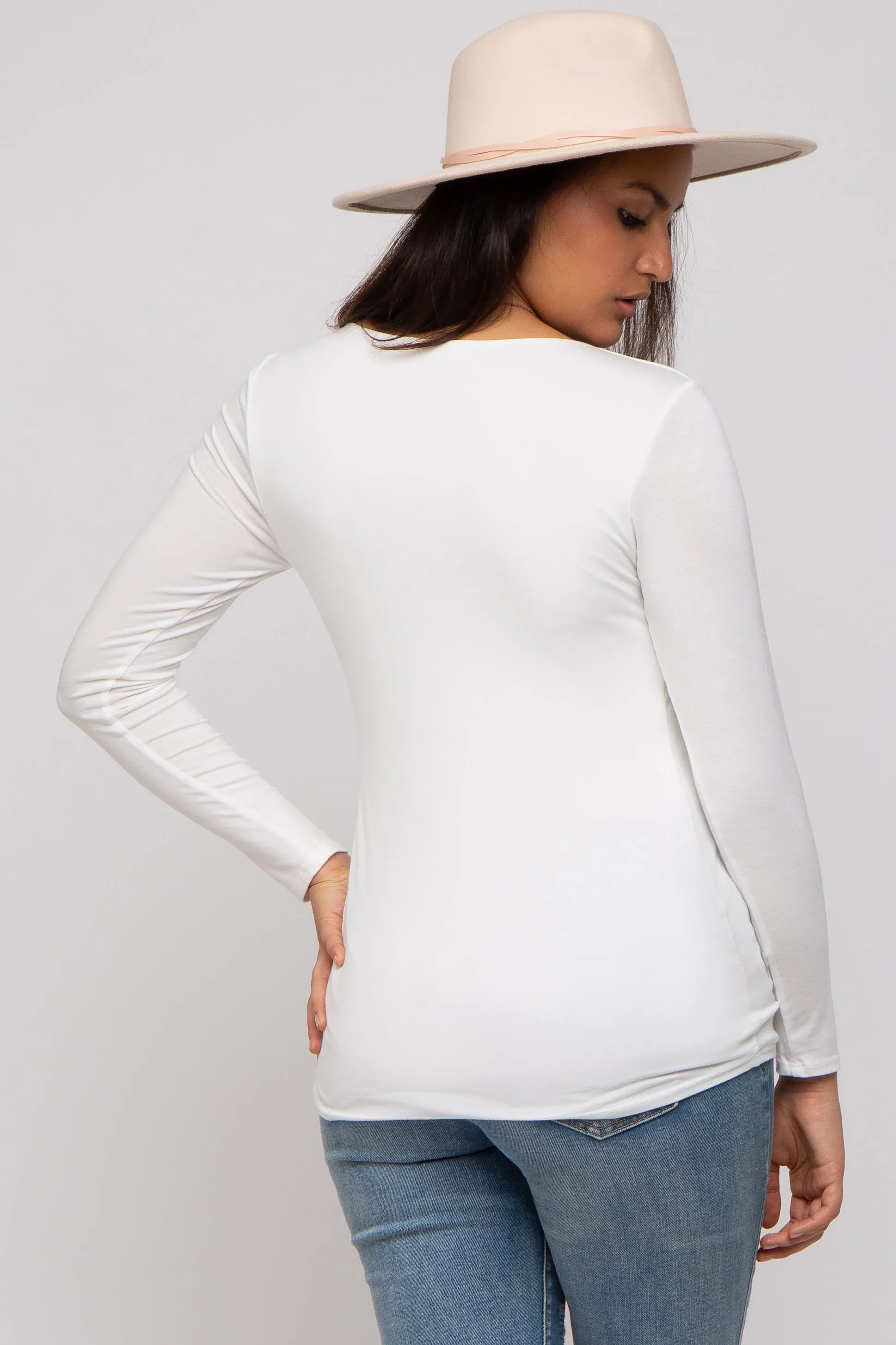 Ivory V-Neck Long Sleeve Top sold by Pinkblush product image thumbnail 3