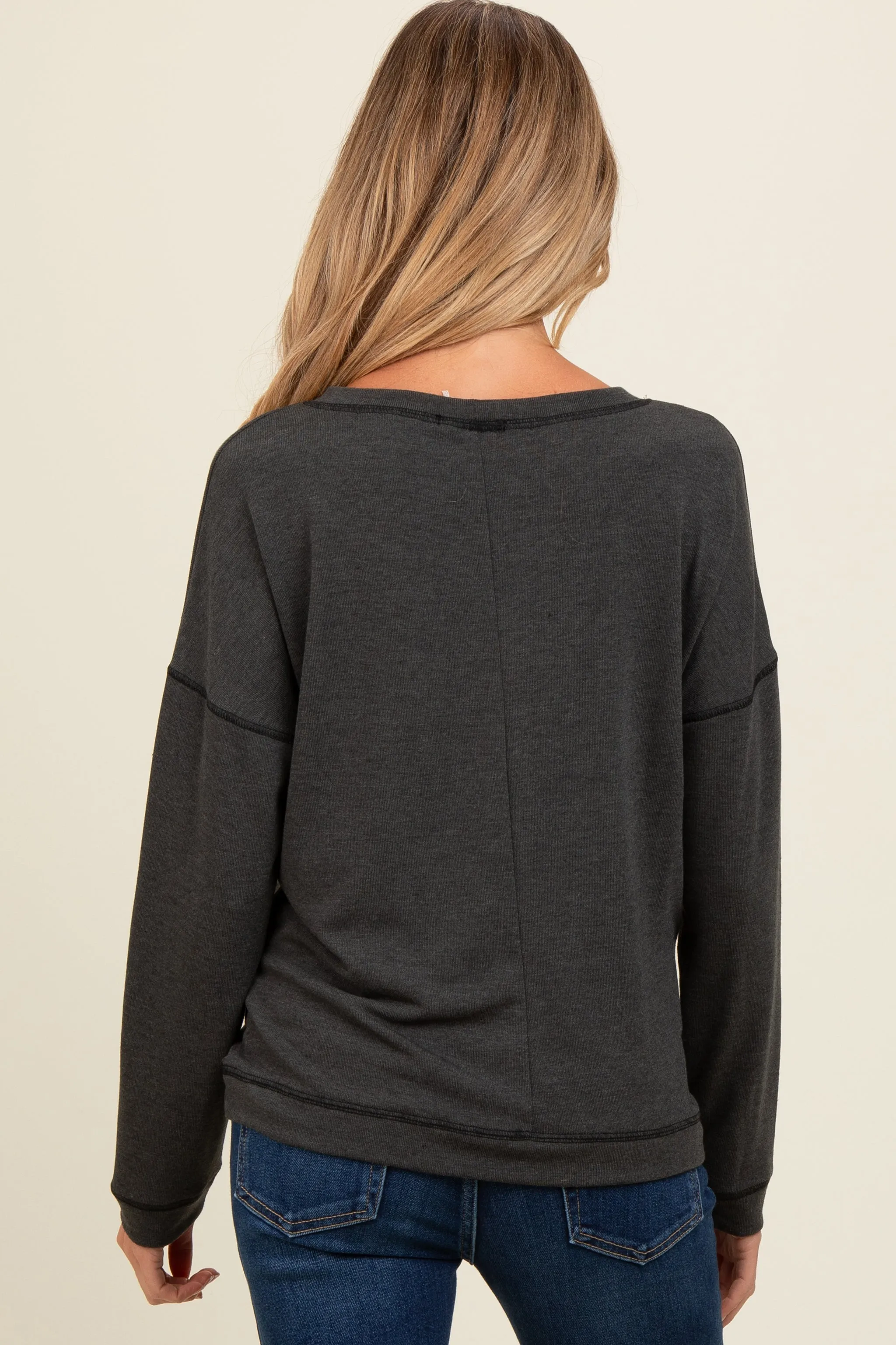 Grey Stitch Detail Maternity Long Sleeve Top sold by Pinkblush product image thumbnail 2