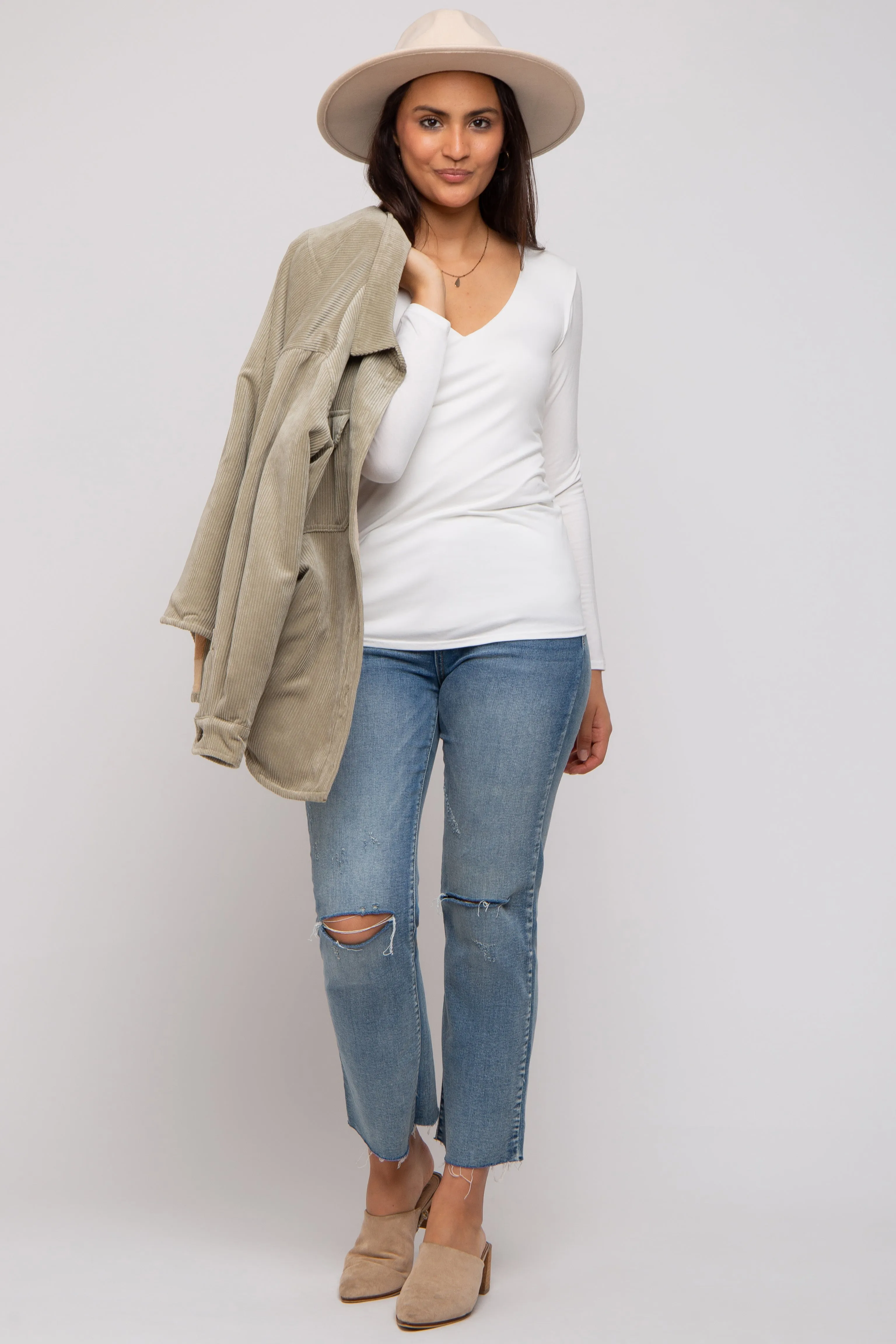 Ivory V-Neck Long Sleeve Top sold by Pinkblush product image thumbnail 5