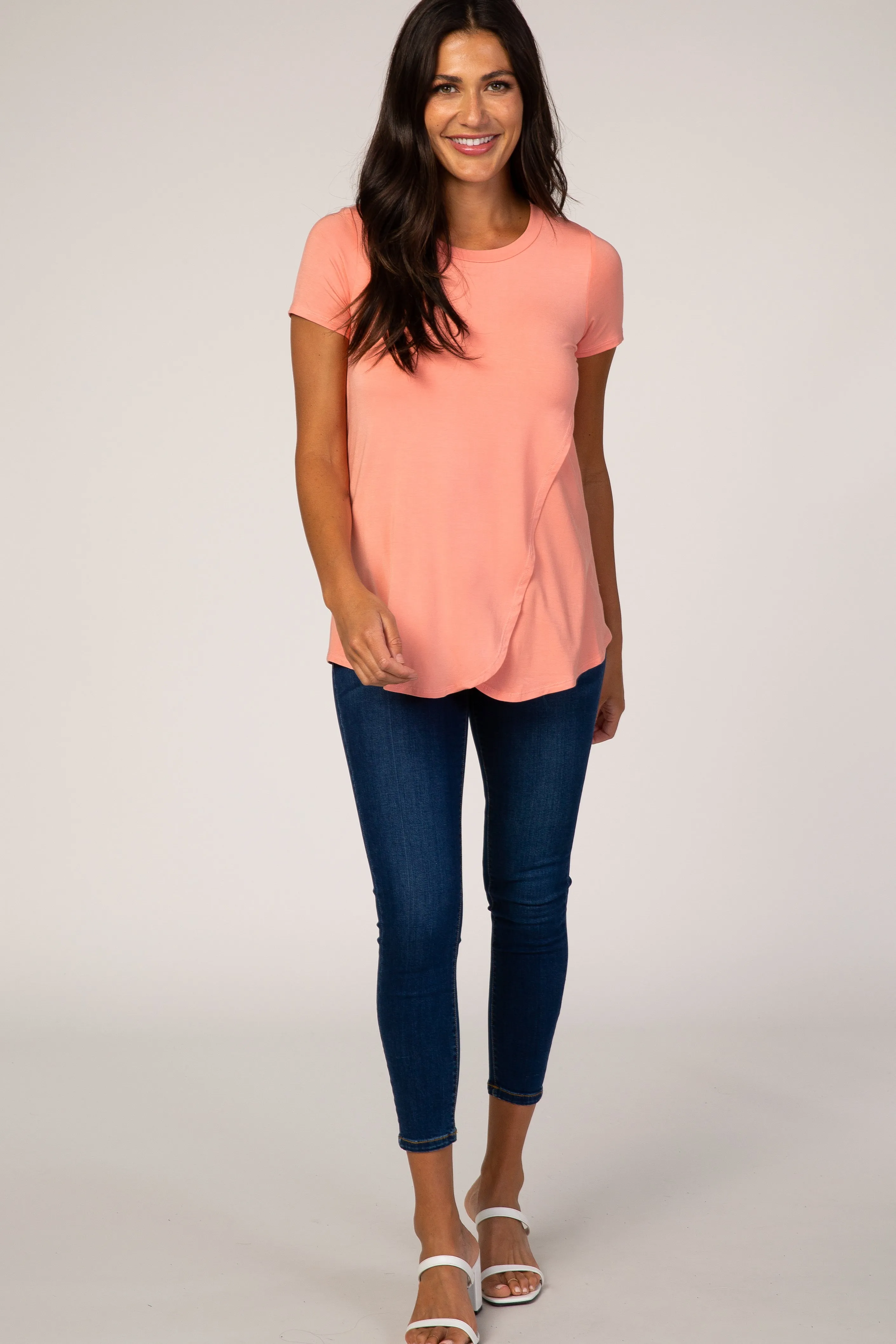Coral Layered Wrap Front Nursing Top sold by Pinkblush product image thumbnail 5
