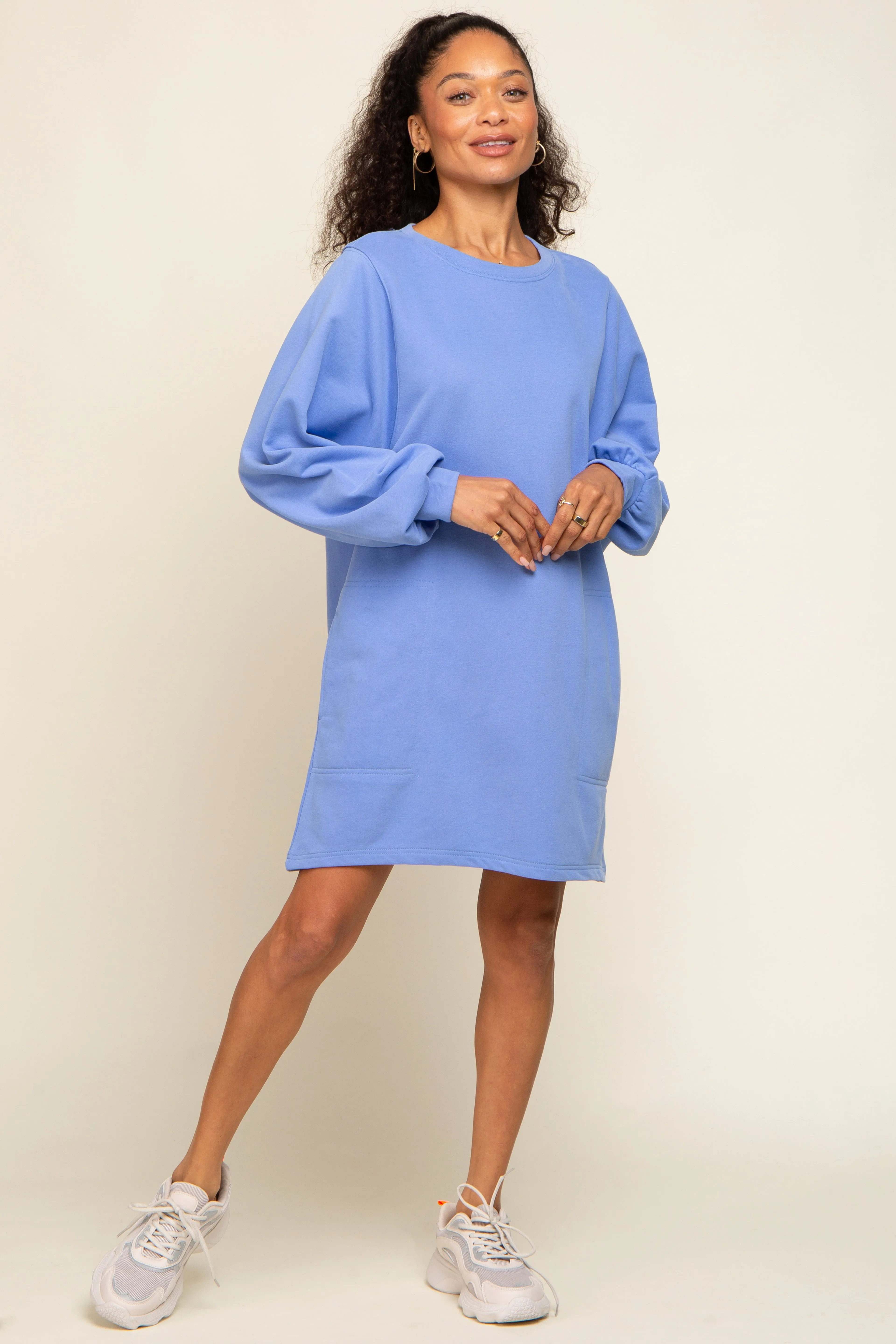 Blue Ultra Soft Sweatshirt Dress sold by Pinkblush product image thumbnail 4