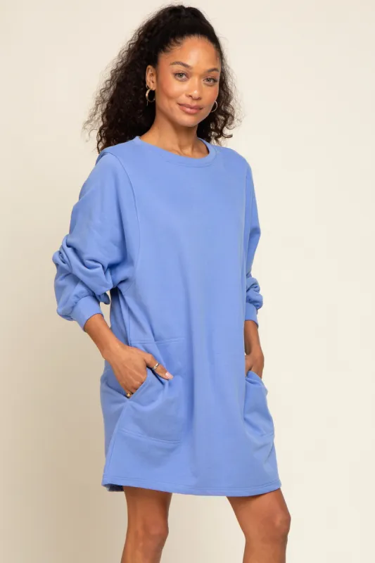 Blue Ultra Soft Sweatshirt Dress sold by Pinkblush