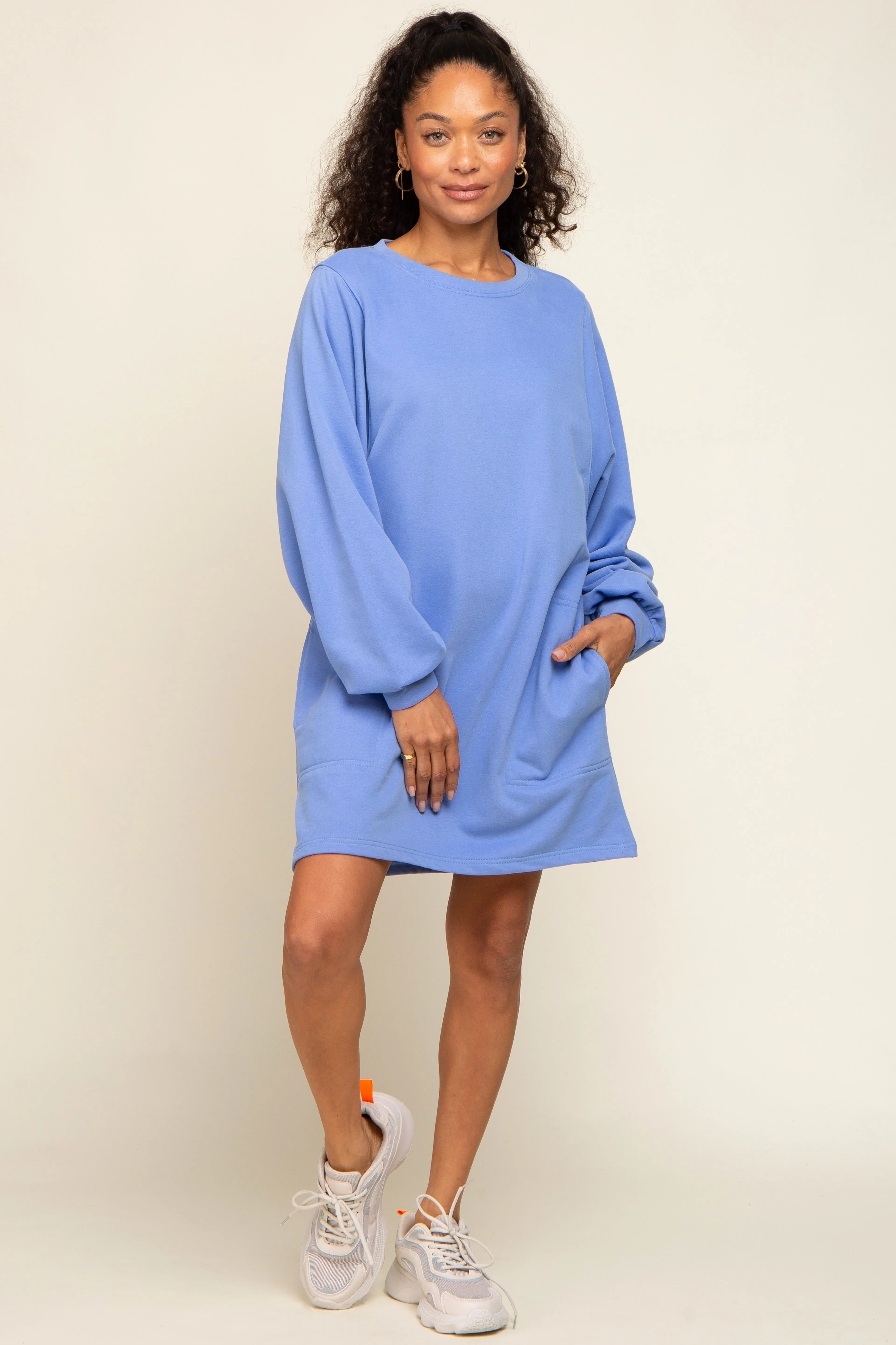 Blue Ultra Soft Sweatshirt Dress sold by Pinkblush product image thumbnail 5