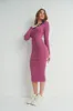 Magenta Collared Button Front Long Sleeve Midi Sweater Dress sold by Pinkblush