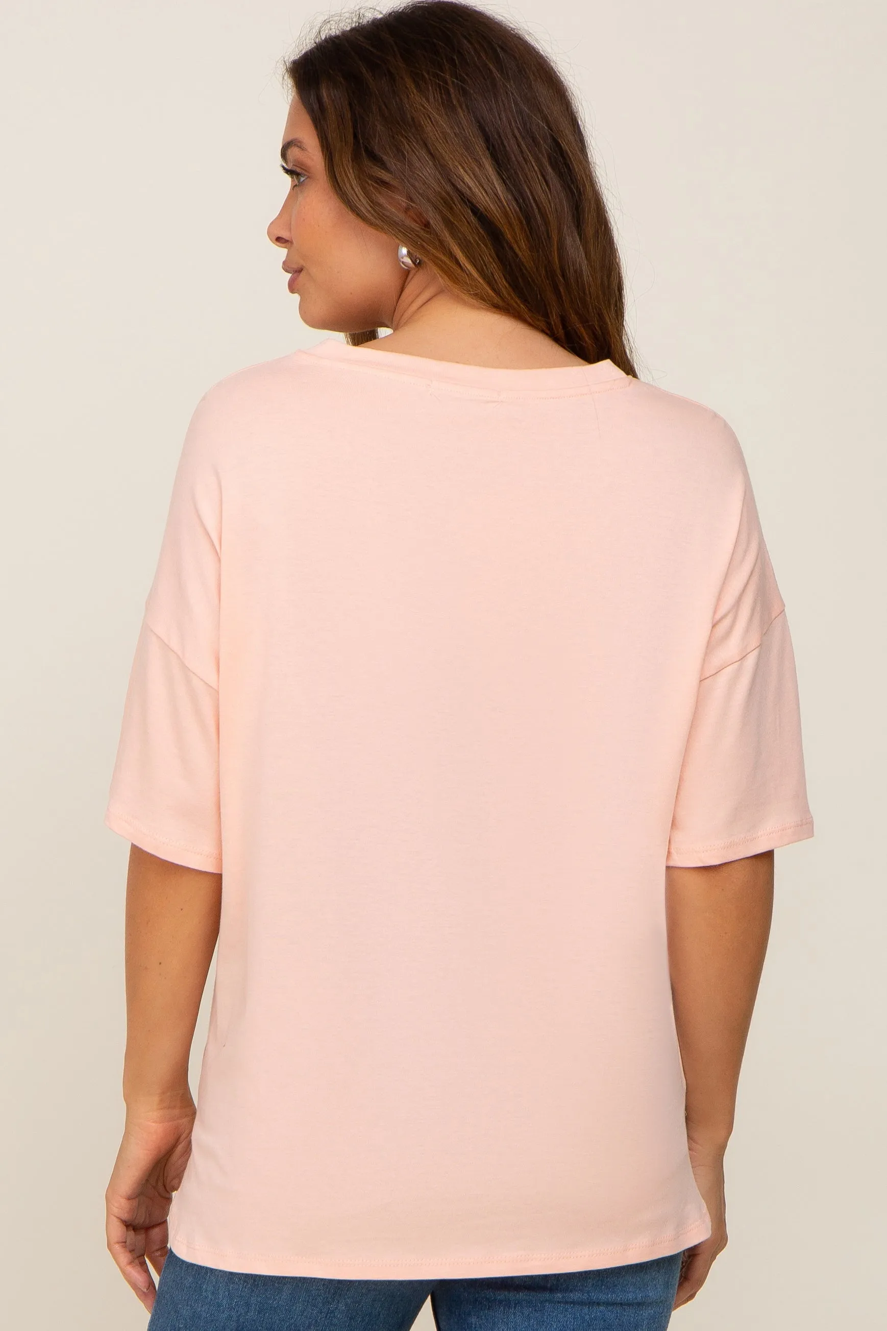 Peach Short Sleeve Pocketed Maternity Top sold by Pinkblush product image thumbnail 3