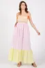 Multi-Color Striped Color Block Shoulder Tie Maxi Dress sold by Pinkblush