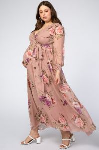 Pink Floral Chiffon Maternity Plus Maxi Dress sold by Pinkblush