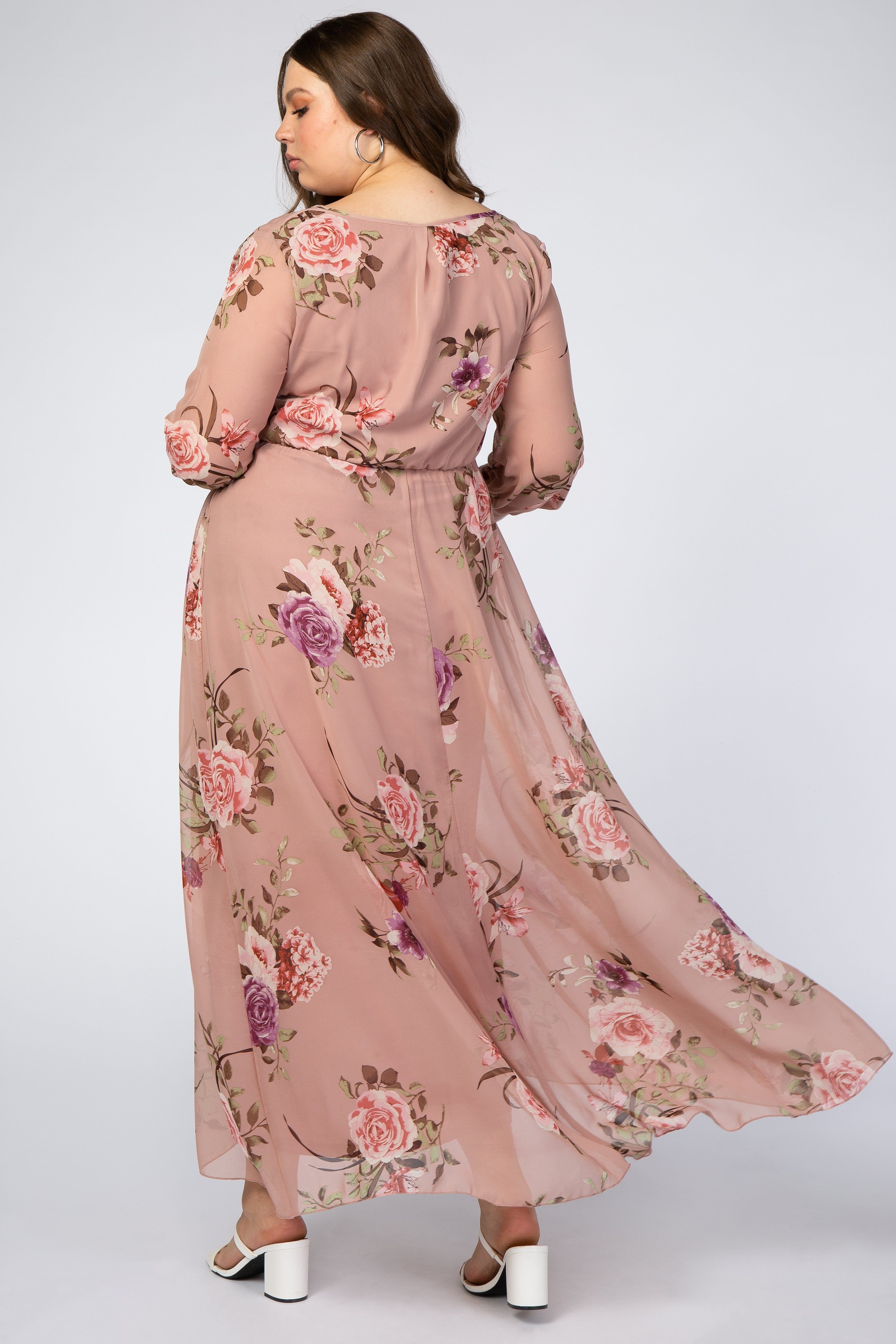 Pink Floral Chiffon Maternity Plus Maxi Dress sold by Pinkblush product image thumbnail 3
