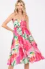 Pink Floral Smocked Chiffon Midi Dress sold by Pinkblush