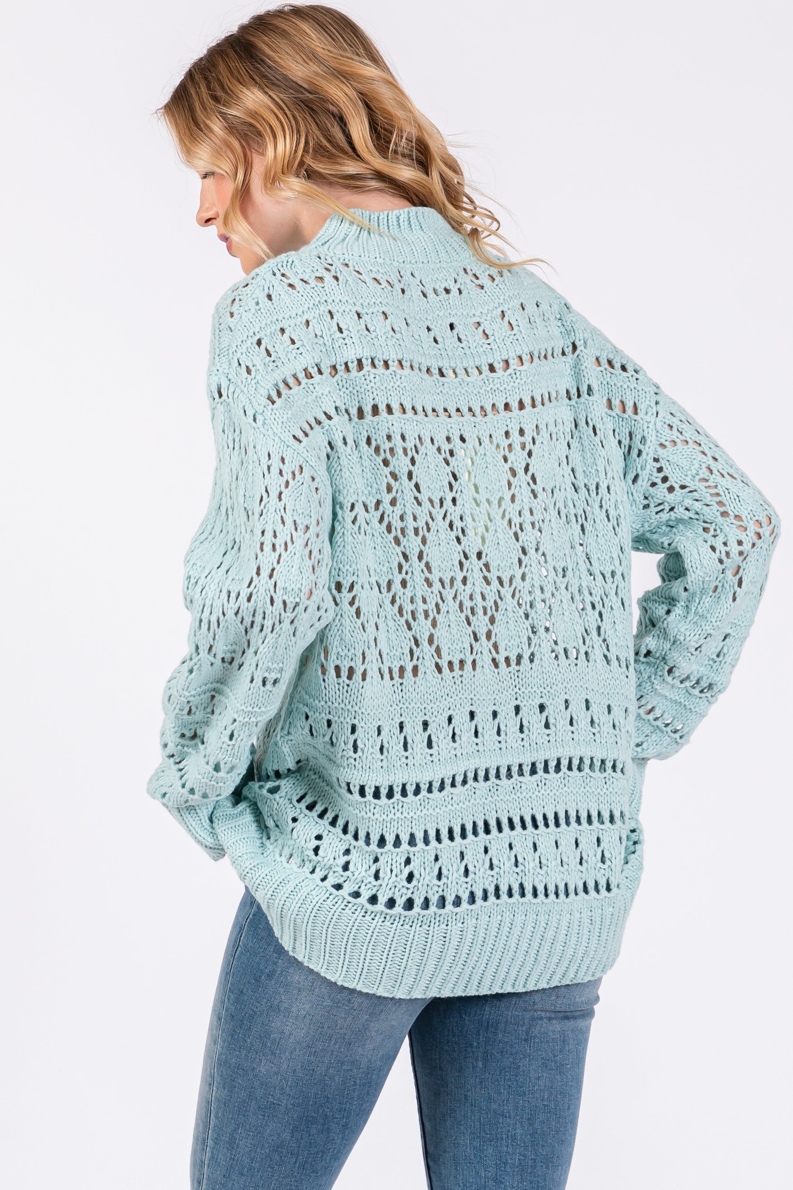 Light Blue Open Knit Sweater sold by Pinkblush product image thumbnail 5