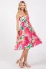 Pink Floral Smocked Chiffon Midi Dress sold by Pinkblush