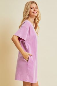 Pink Short Sleeve Side Pocket Dress sold by Pinkblush