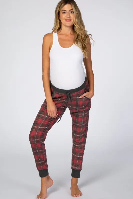 Red Plaid Maternity Pajama Pants sold by Pinkblush