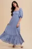 Blue Lace Insert Maxi Dress sold by Pinkblush