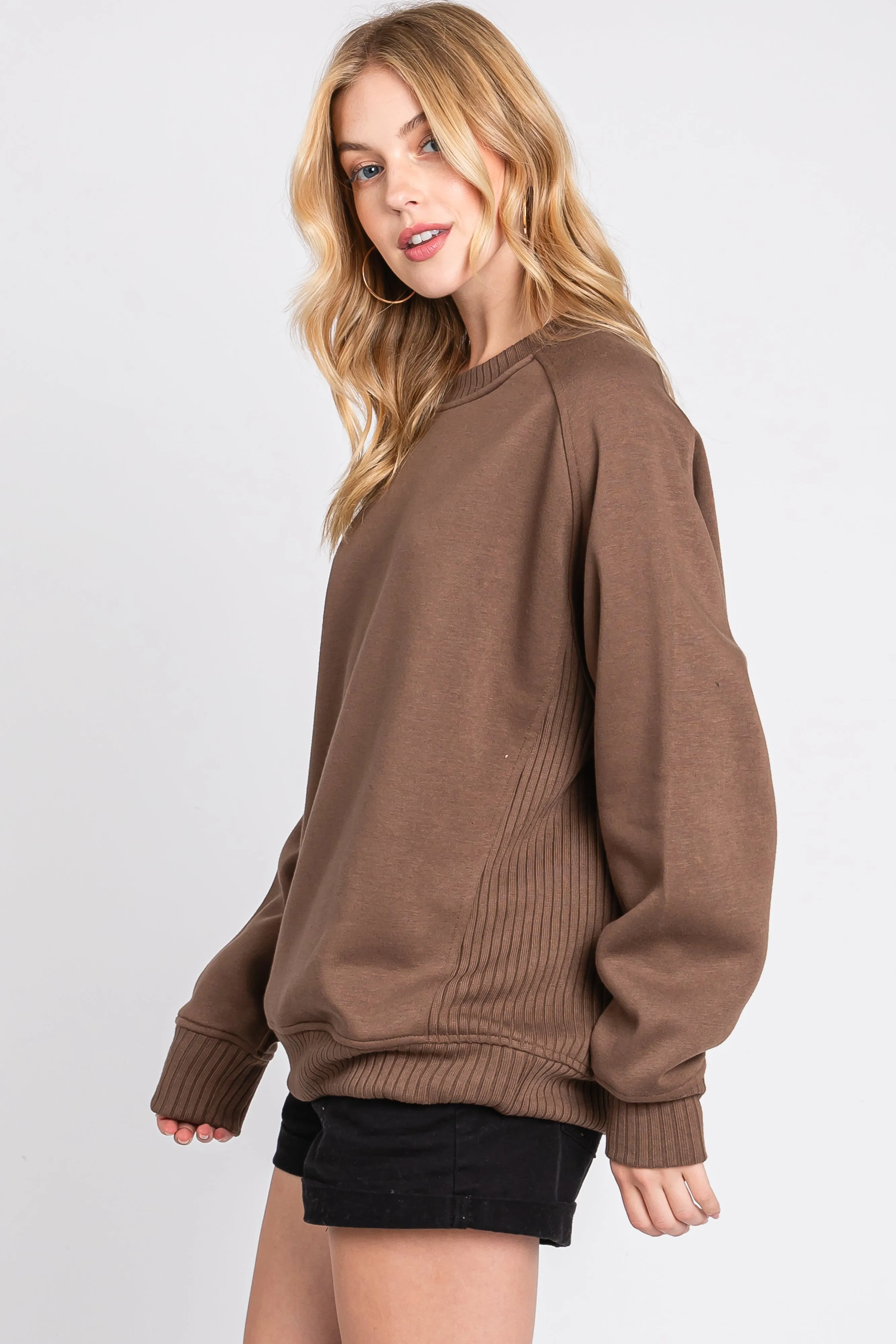 Brown Pullover Terry Crewneck sold by Pinkblush product image thumbnail 2