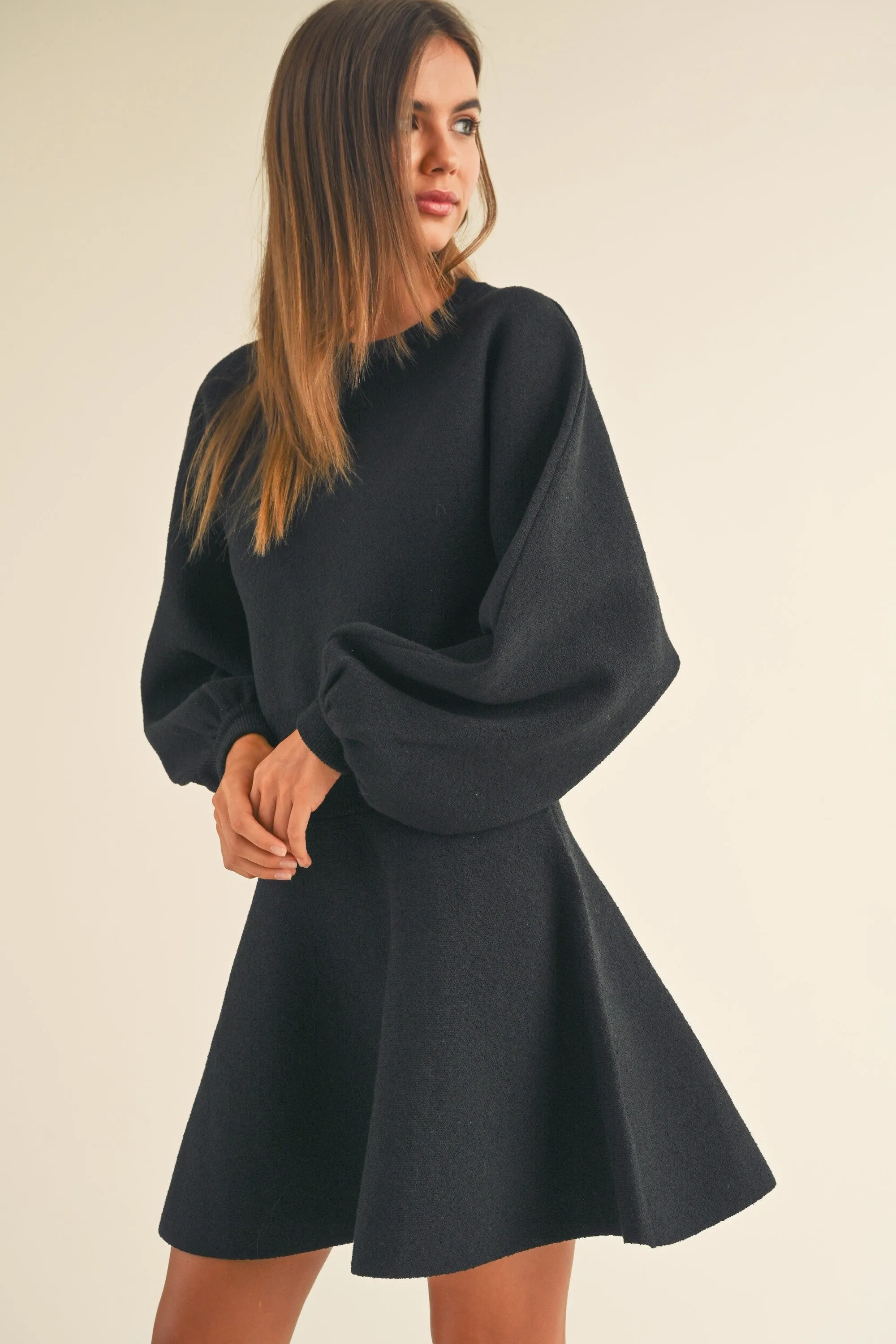 Black Ballon Sleeve Sweater Dress sold by Pinkblush product image thumbnail 4