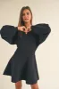 Black Ballon Sleeve Sweater Dress sold by Pinkblush