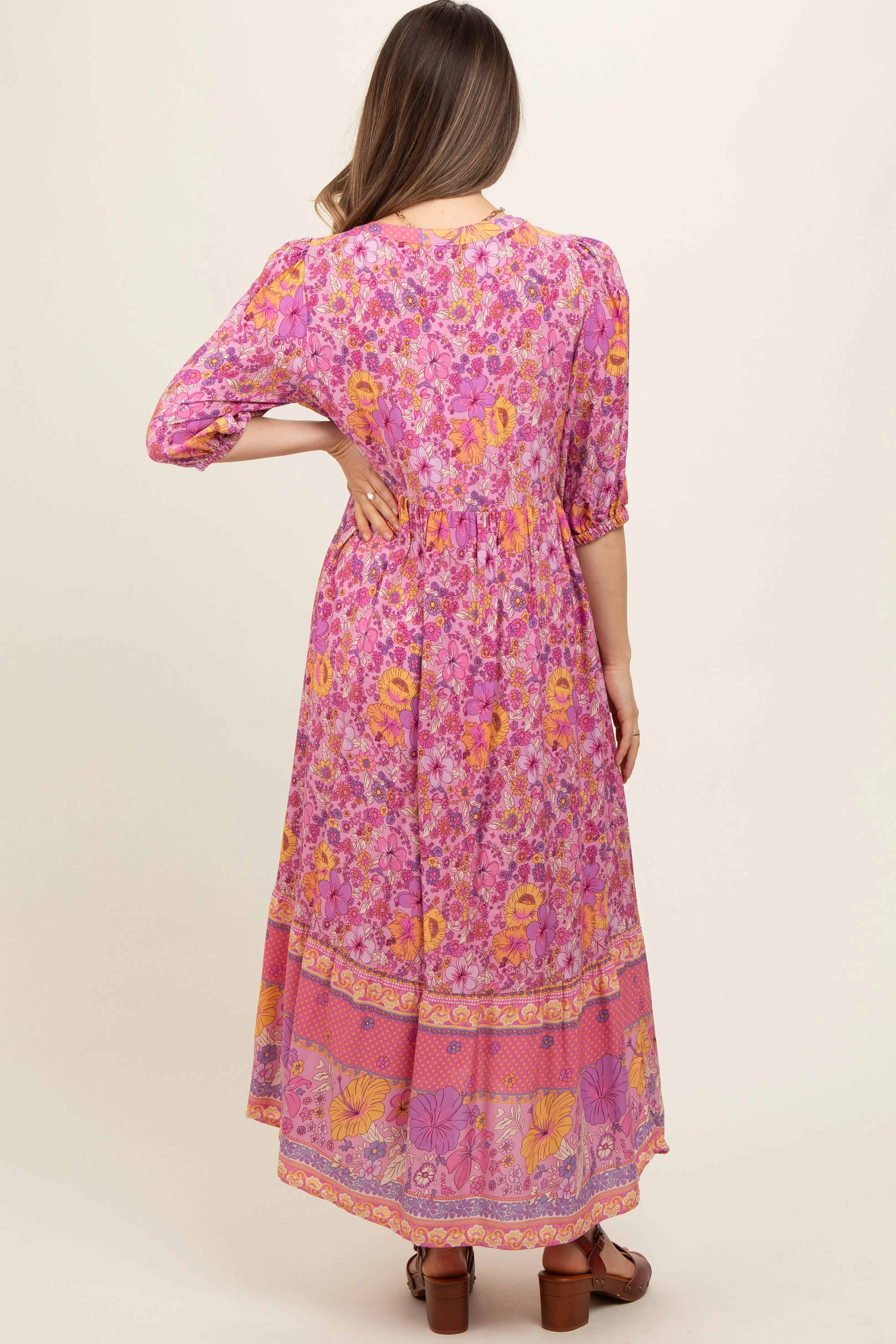 Pink Floral Tassel Tie Maternity Maxi Dress sold by Pinkblush product image thumbnail 3