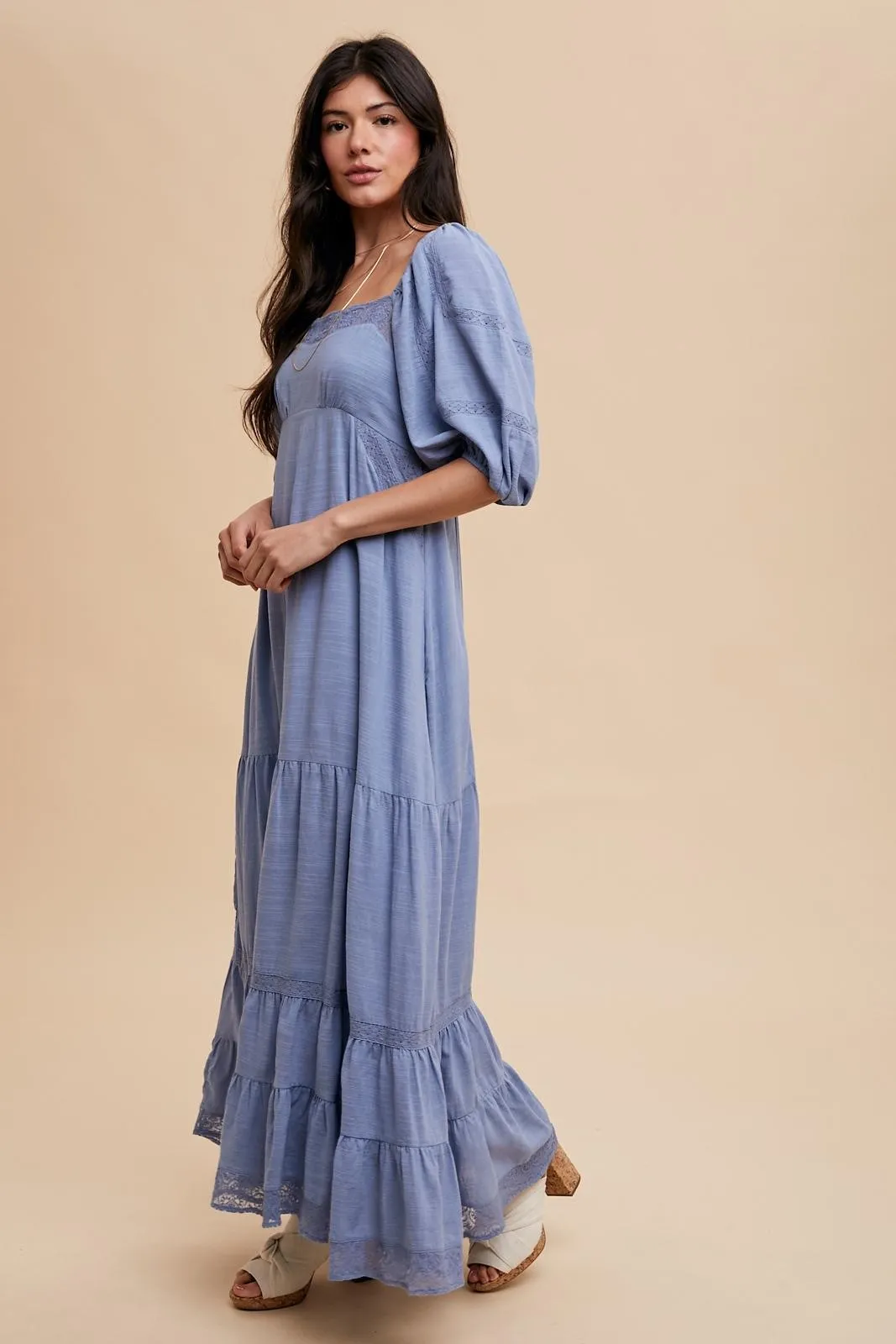 Blue Lace Insert Maxi Dress sold by Pinkblush product image thumbnail 2