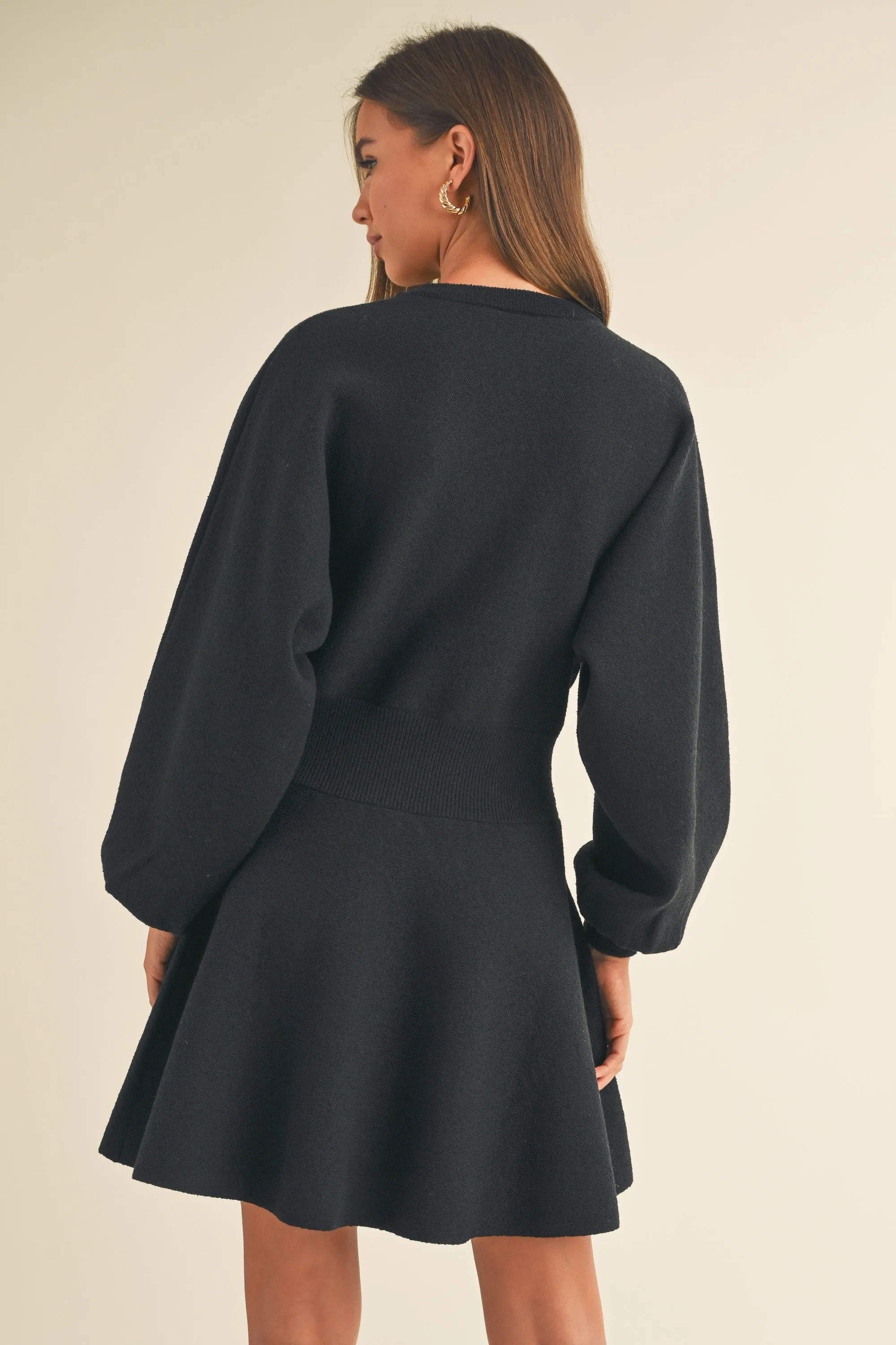 Black Ballon Sleeve Sweater Dress sold by Pinkblush product image thumbnail 5