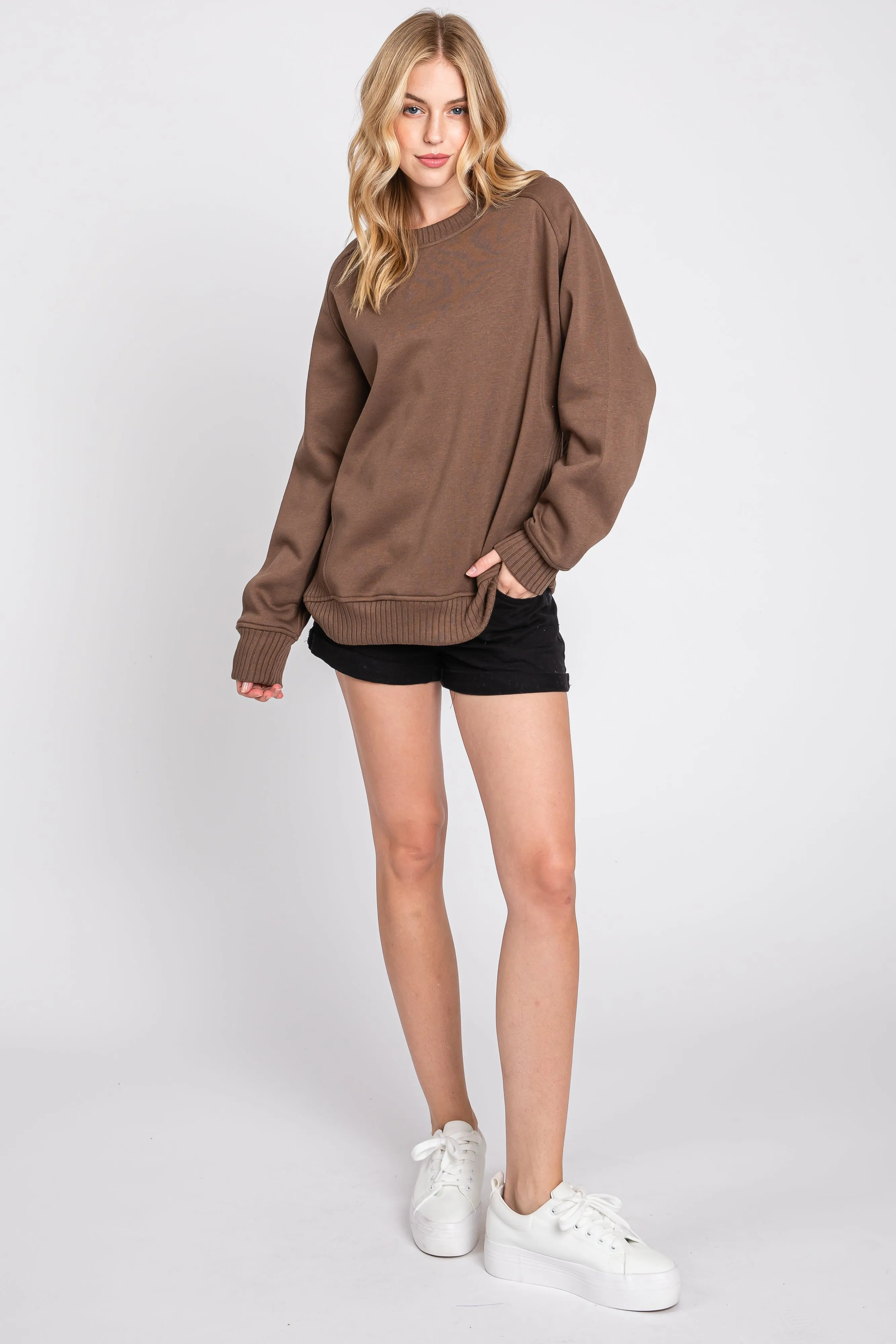 Brown Pullover Terry Crewneck sold by Pinkblush product image thumbnail 4