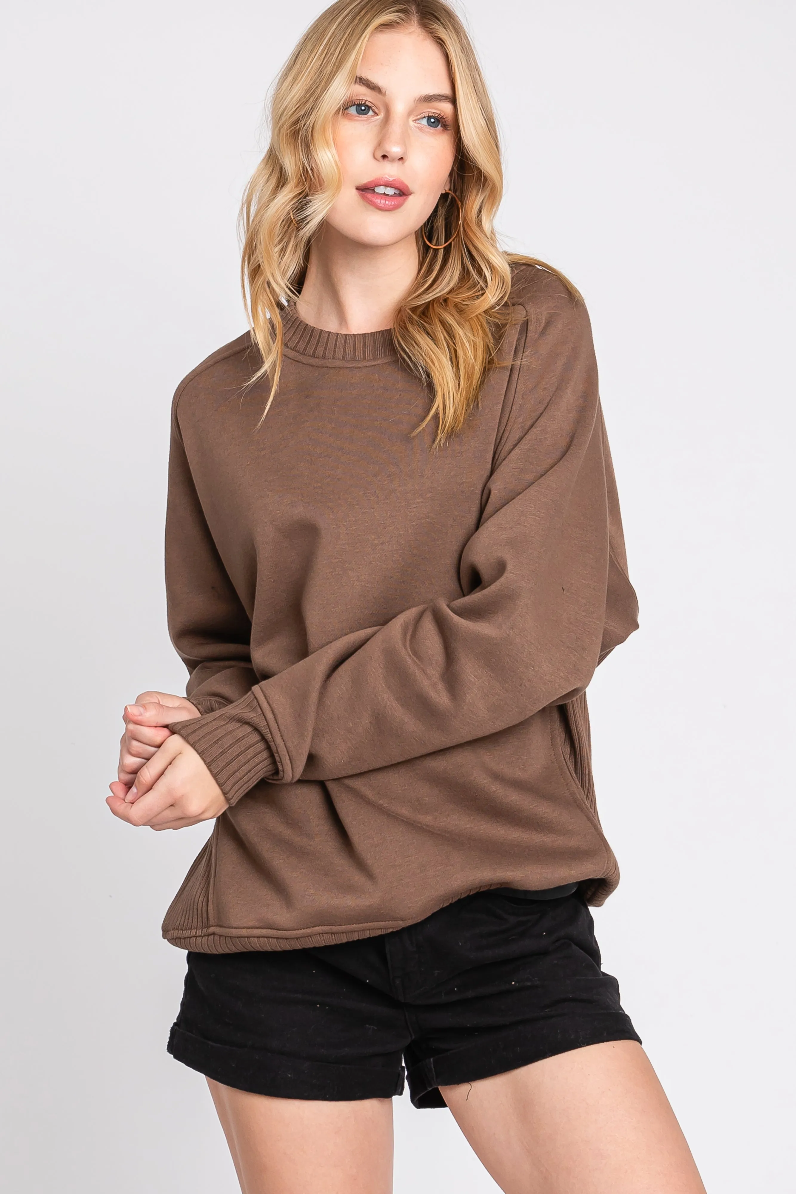 Brown Pullover Terry Crewneck sold by Pinkblush