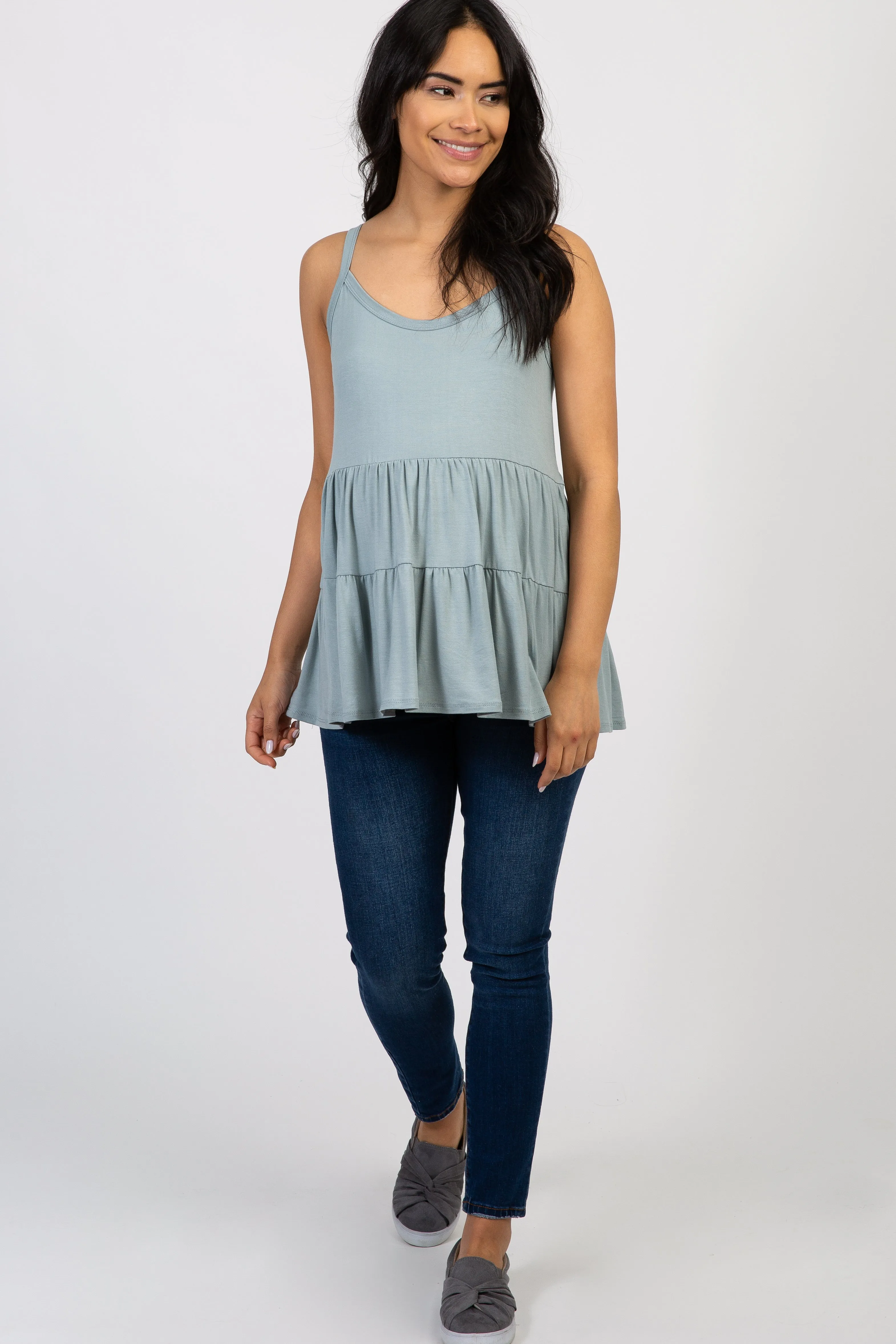 Light Blue Solid Ruffle Peplum Maternity Top sold by Pinkblush product image thumbnail 4