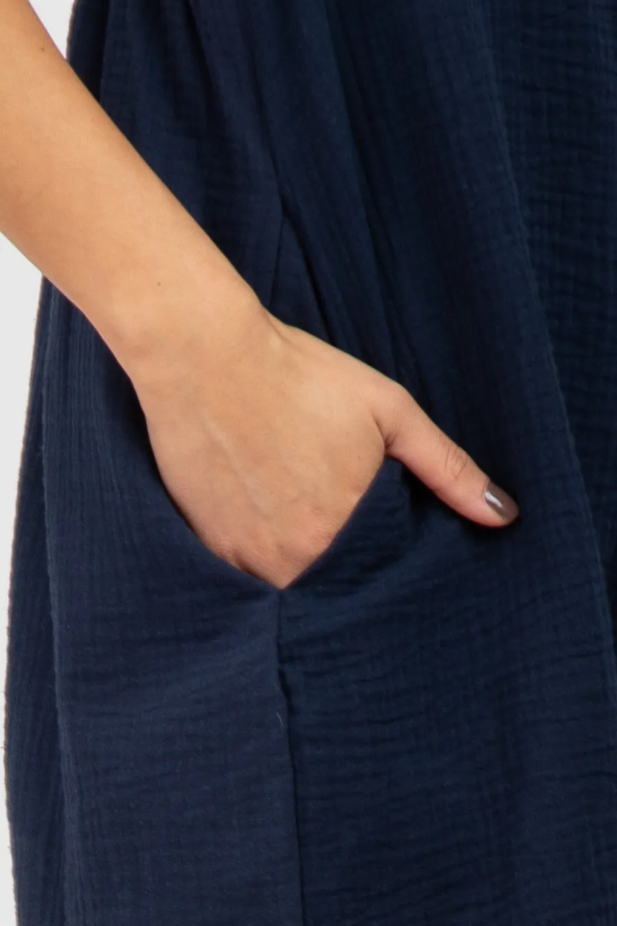 Navy Blue Square Neck Elastic Strap Romper sold by Pinkblush product image thumbnail 4