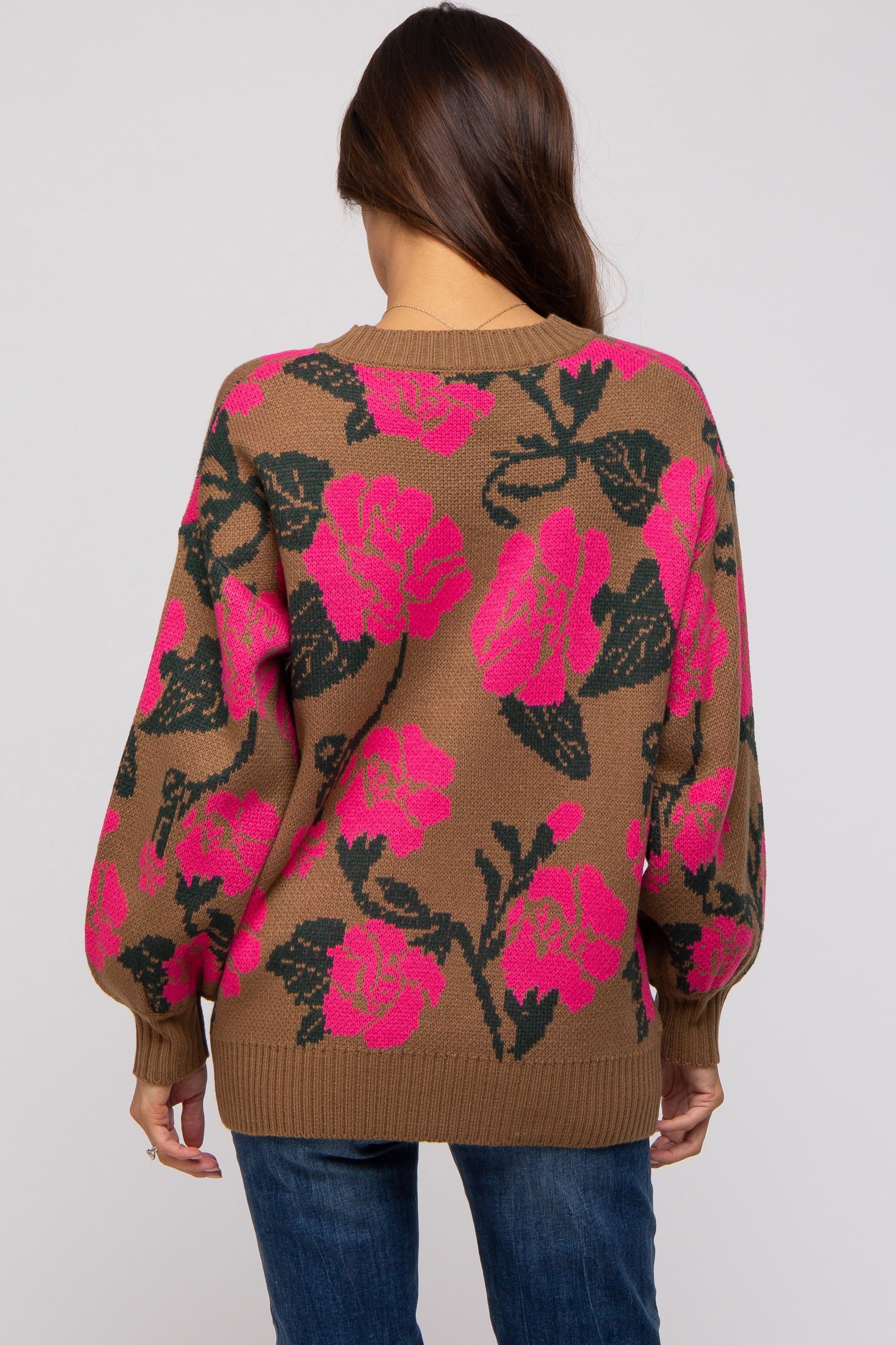 Camel Floral Print Maternity Sweater sold by Pinkblush product image thumbnail 3