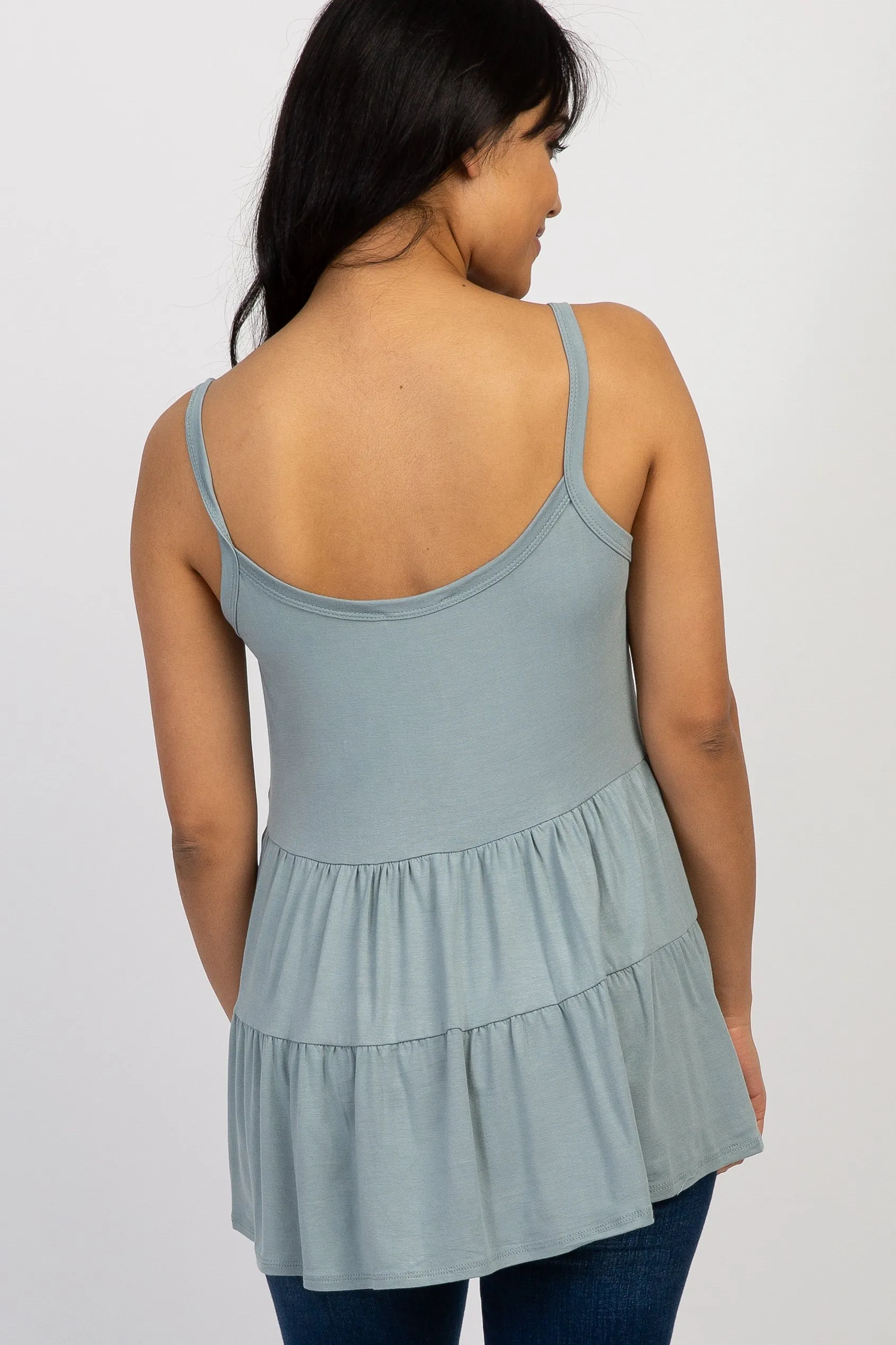 Light Blue Solid Ruffle Peplum Maternity Top sold by Pinkblush product image thumbnail 3