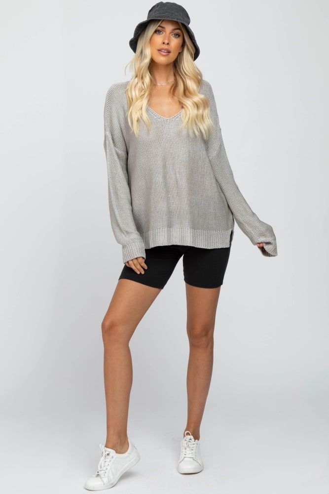 Grey Side Slit Knit Sweater sold by Pinkblush product image thumbnail 4