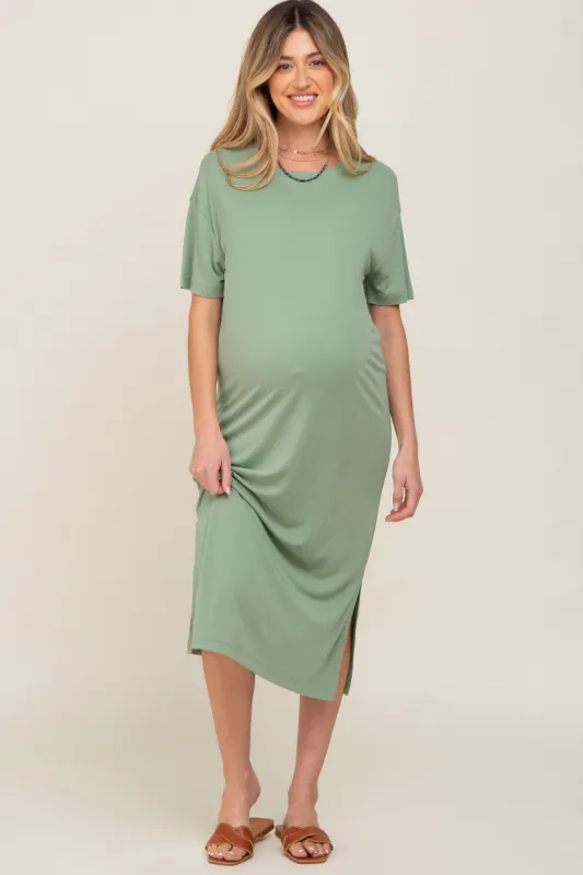 Green Shift Maternity Midi Dress sold by Pinkblush